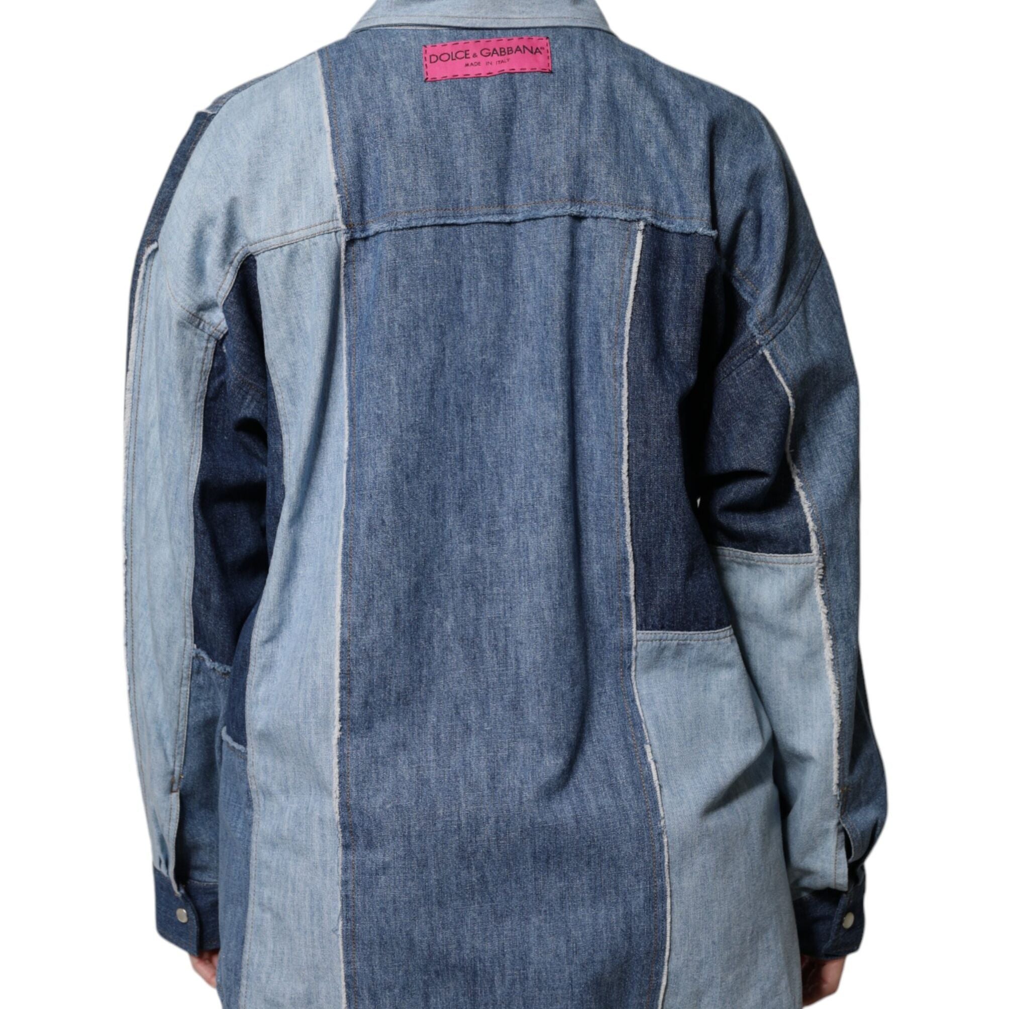 Dolce & Gabbana Blue Cotton Button Up Collared Long Sleeve Top