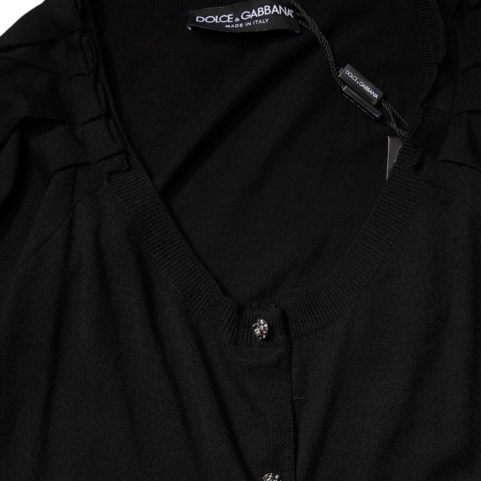 Dolce & Gabbana Black Button Down Short Sleeve Blouse Top
