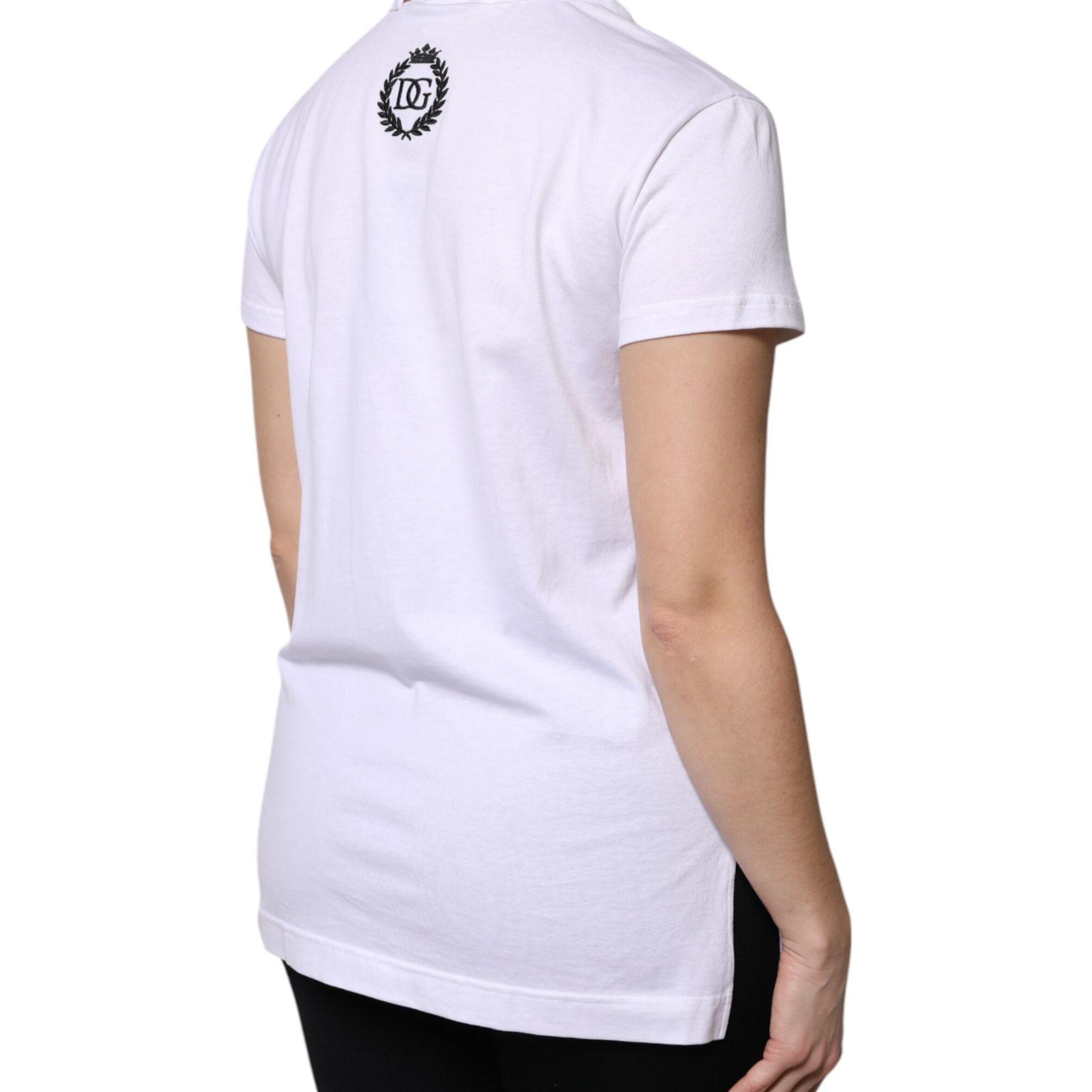 Dolce & Gabbana White Necklace Cotton Short Sleeve T-shirt