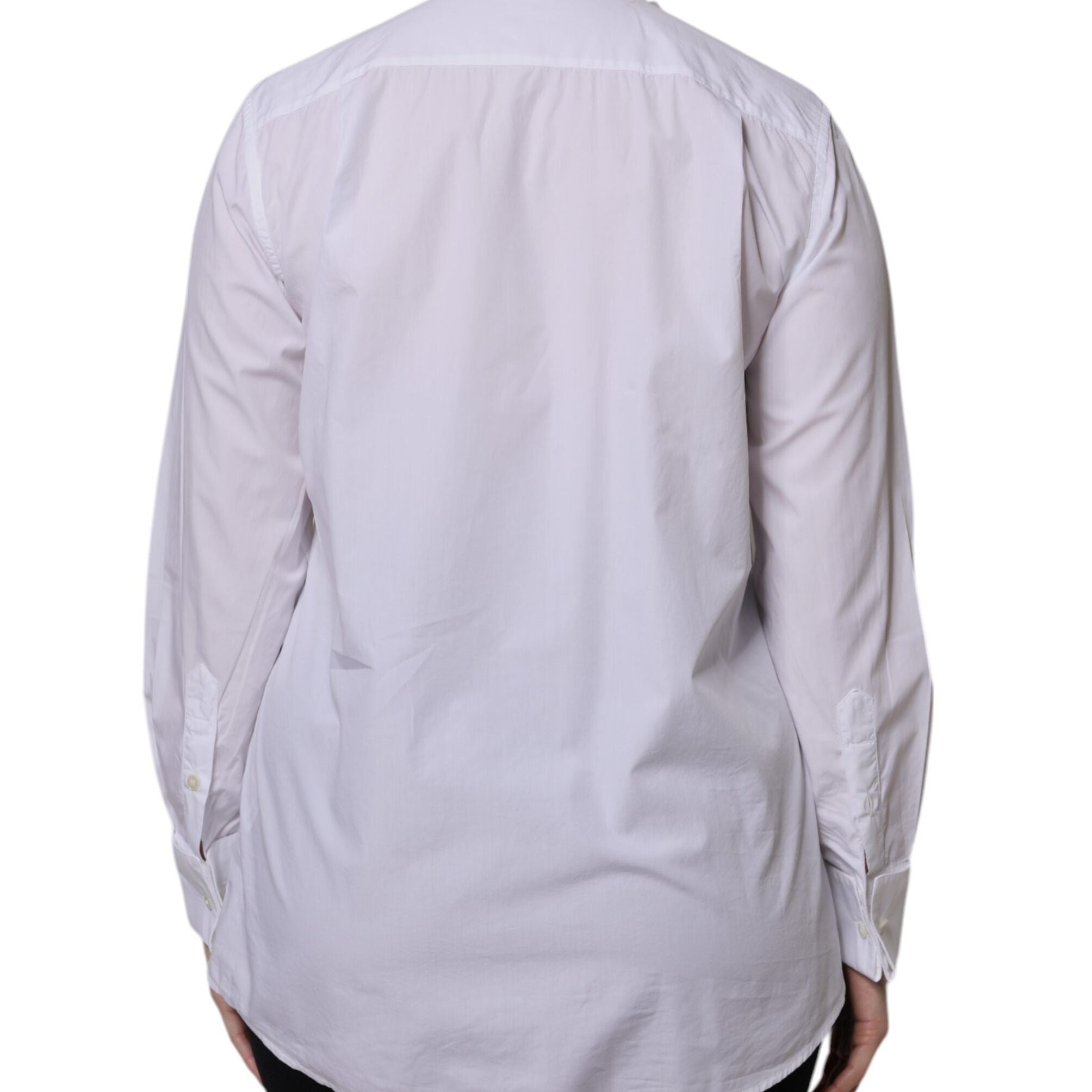 Dolce & Gabbana White Ascot Collar Long Sleeve Blouse Top