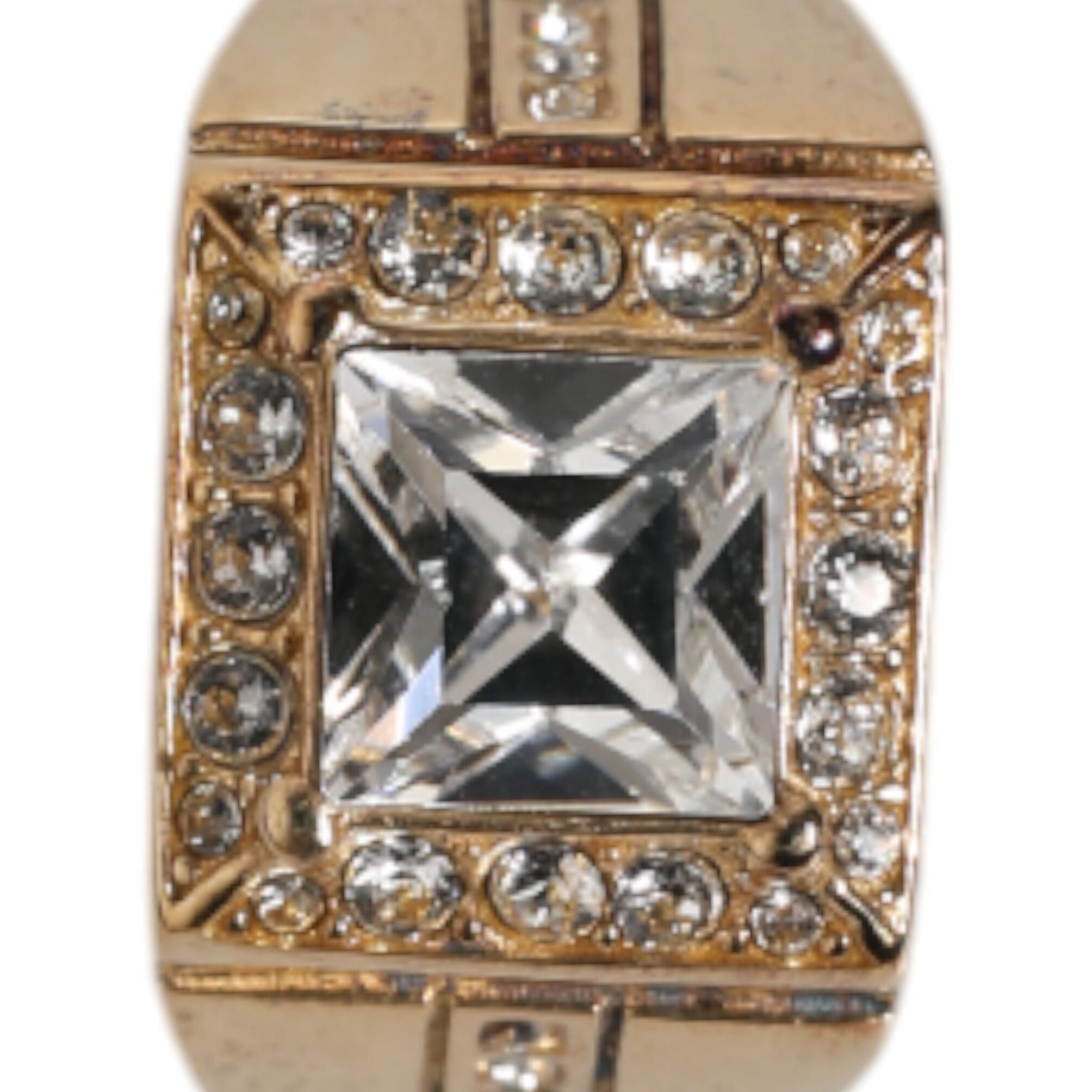 Dolce & Gabbana Gold Tone Sterling Silver 925 Crystals Ring