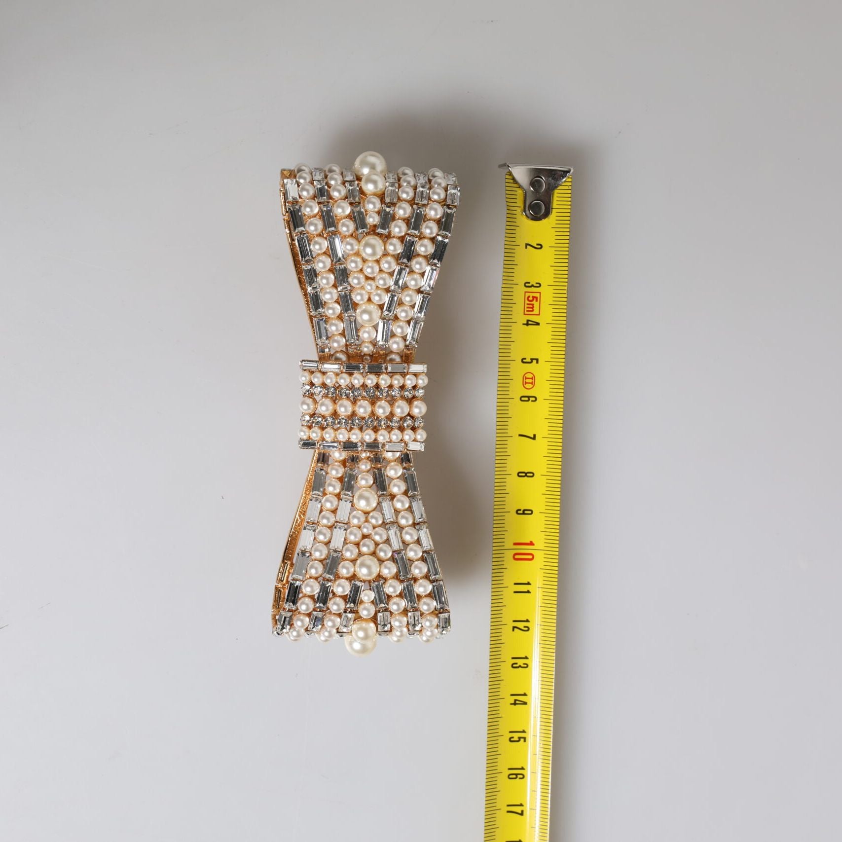 Dolce & Gabbana Gold Tone Brass Bow Crystal FauxPearl Embellished Brooch