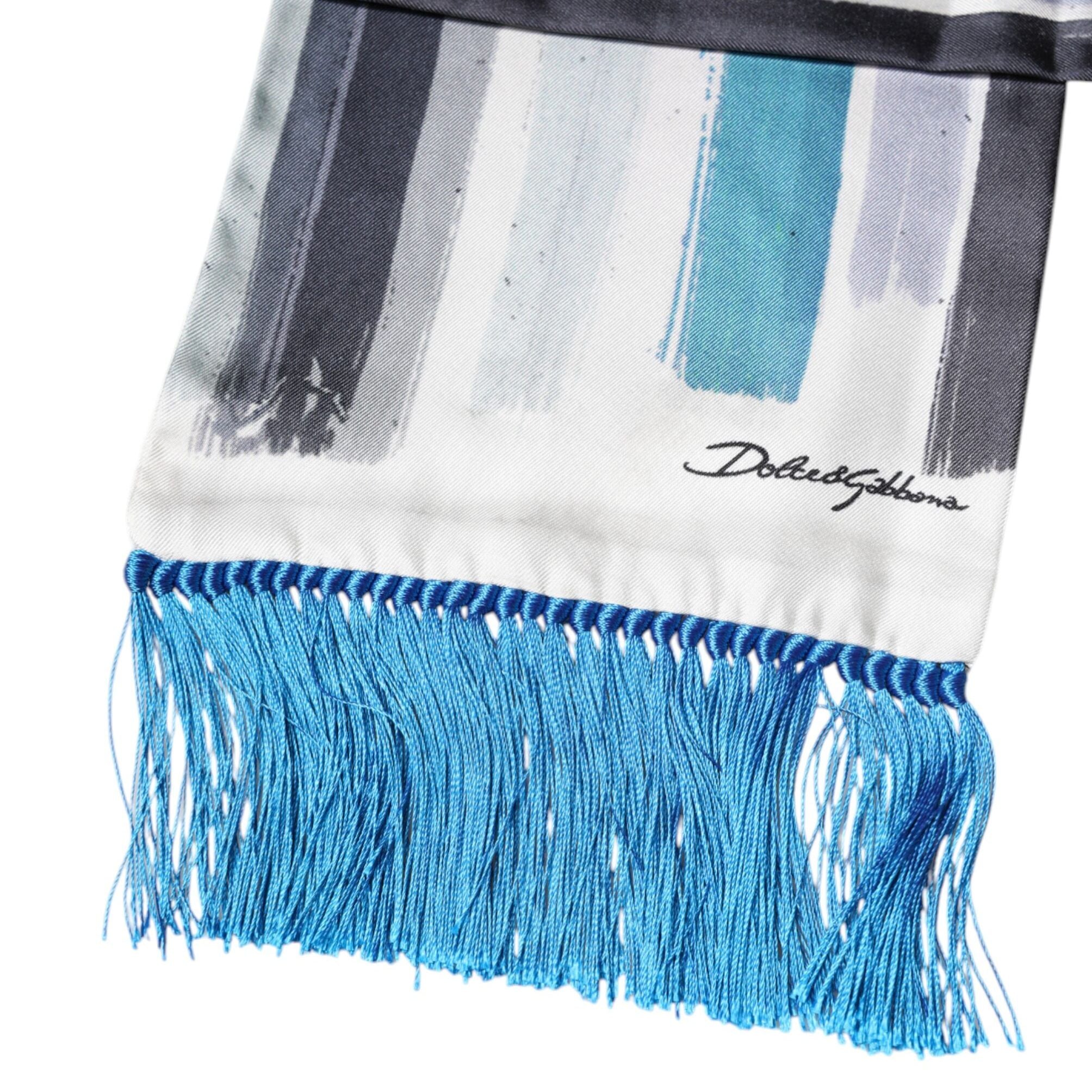 Dolce & Gabbana Multicolor Stripes Silk Fringes Neck Foulard Scarf