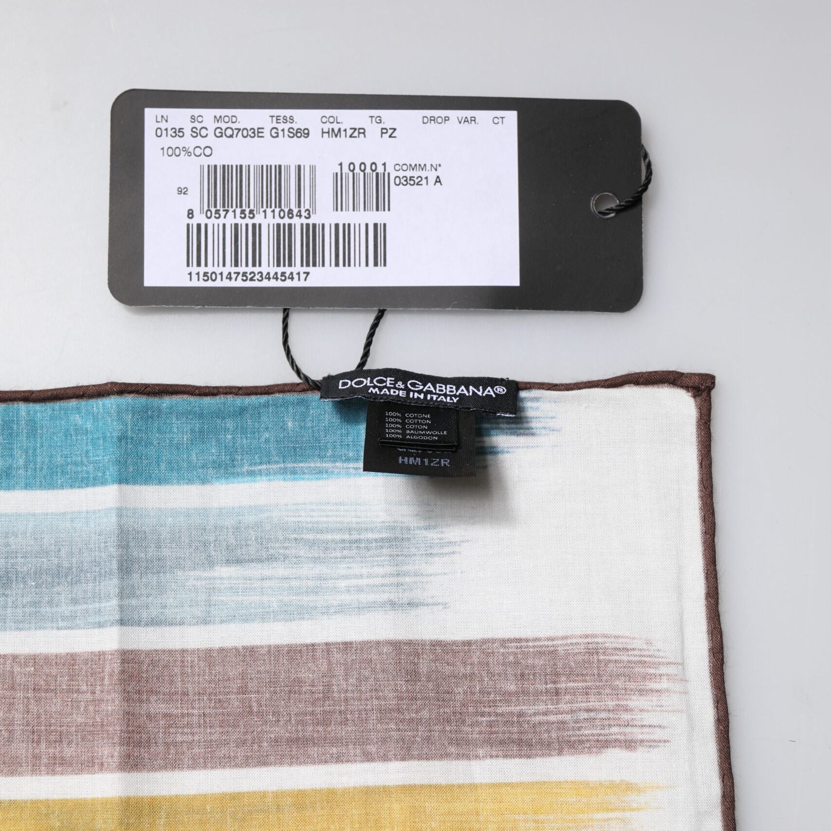 Dolce & Gabbana Multicolor Stripes Cotton Square Foulard Scarf