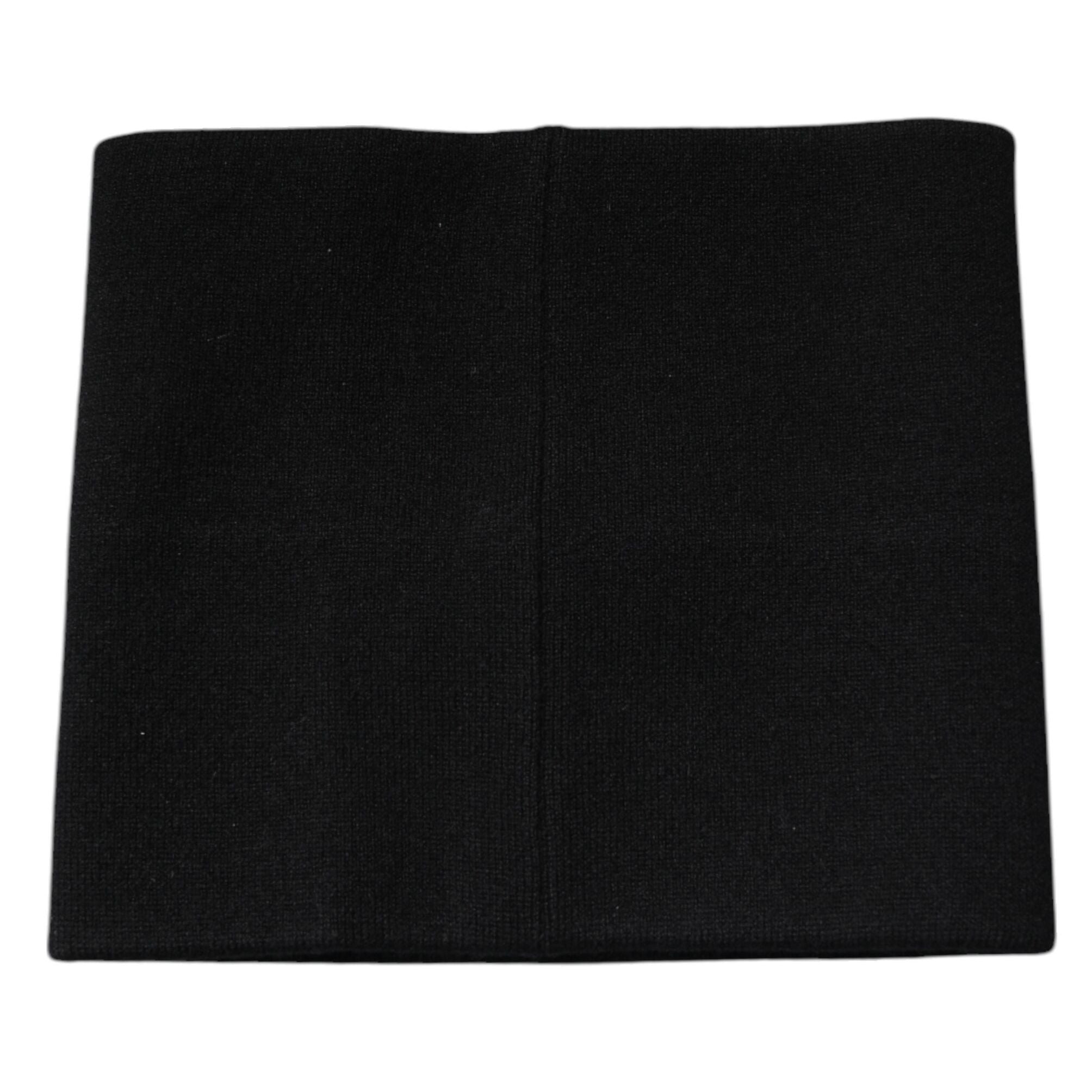 Dolce & Gabbana Black Cashmere Knitted Square Handkerchief Scarf