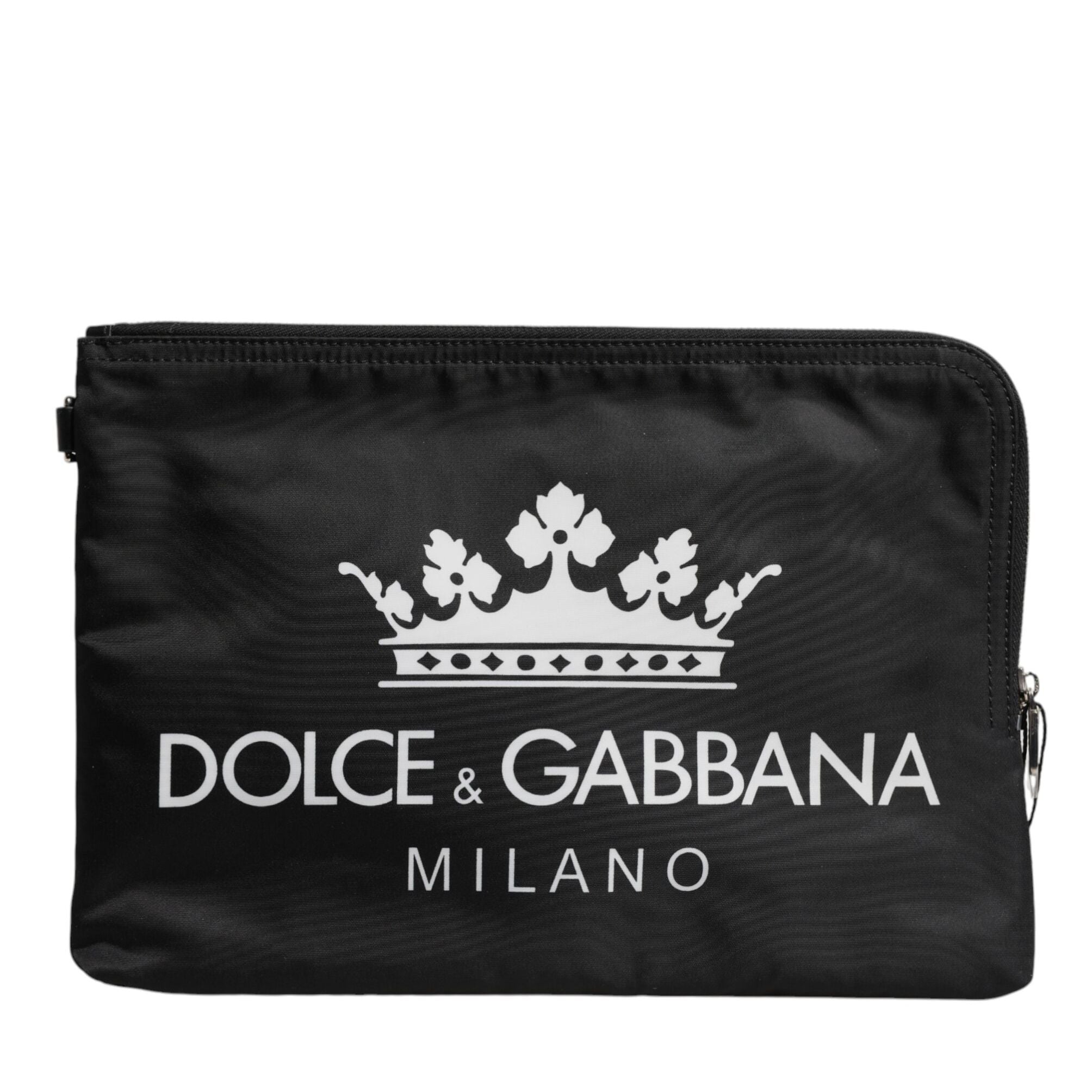 Dolce & Gabbana Black DG Milano Print Nylon Pouch Clutch Bag