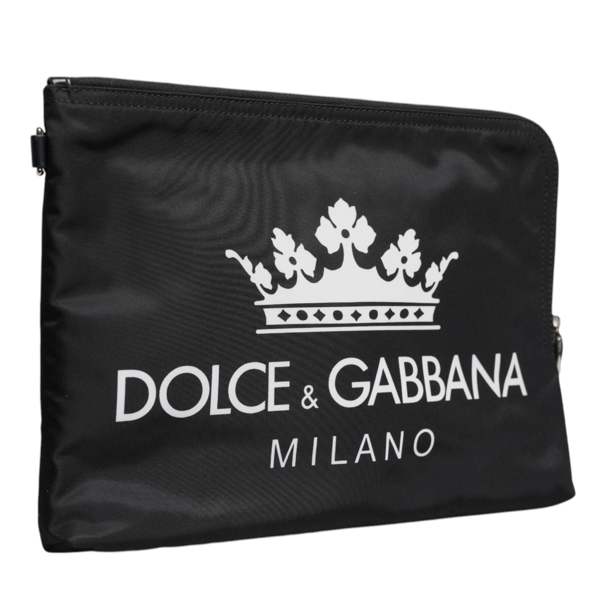 Dolce & Gabbana Black DG Milano Print Nylon Pouch Clutch Bag
