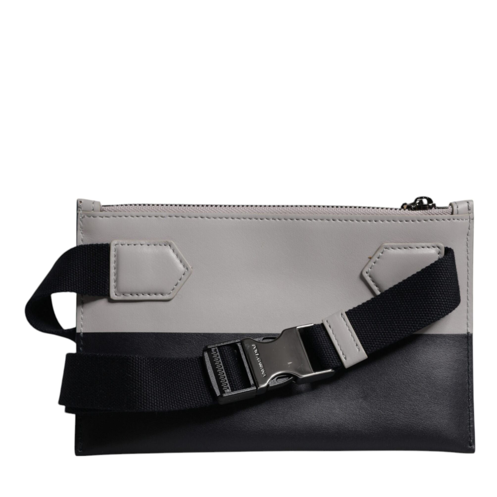 Dolce & Gabbana Black White Leather Logo Embossed Crossbody Bag