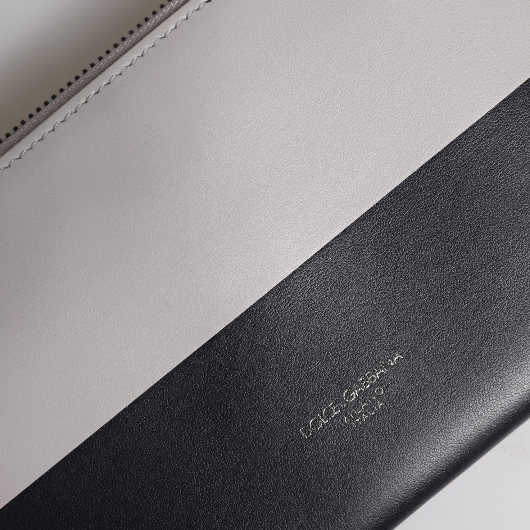 Dolce & Gabbana Black White Leather Logo Embossed Crossbody Bag