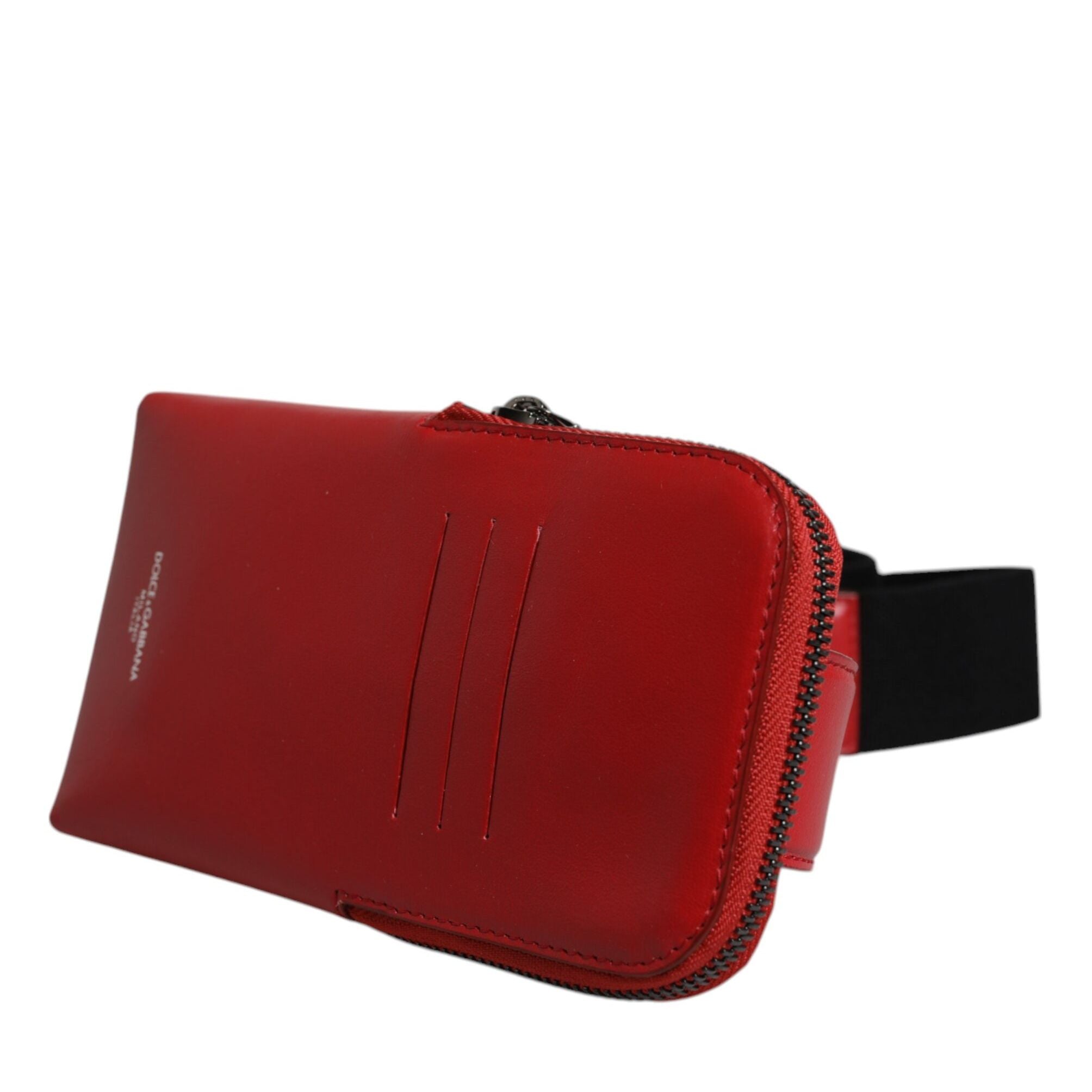 Dolce & Gabbana Red Calfskin Logo Purse Phone Belt Waist Bag