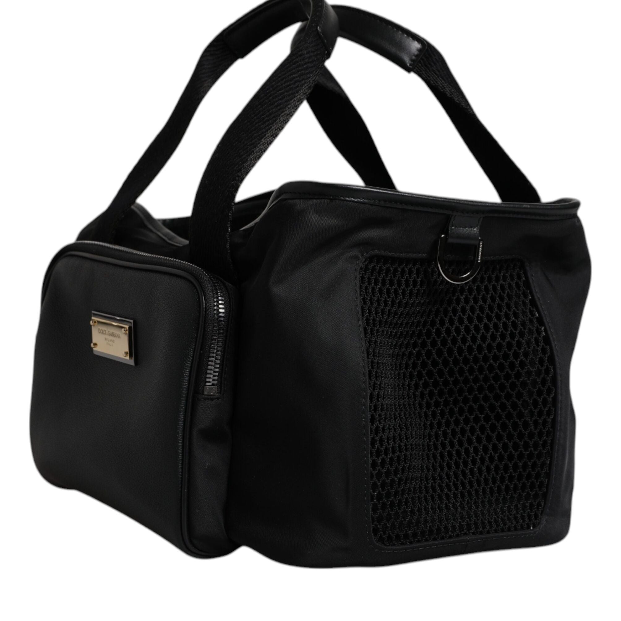 Dolce & Gabbana Black Shoulder Strap Pet Carry Logo Plaque Bag