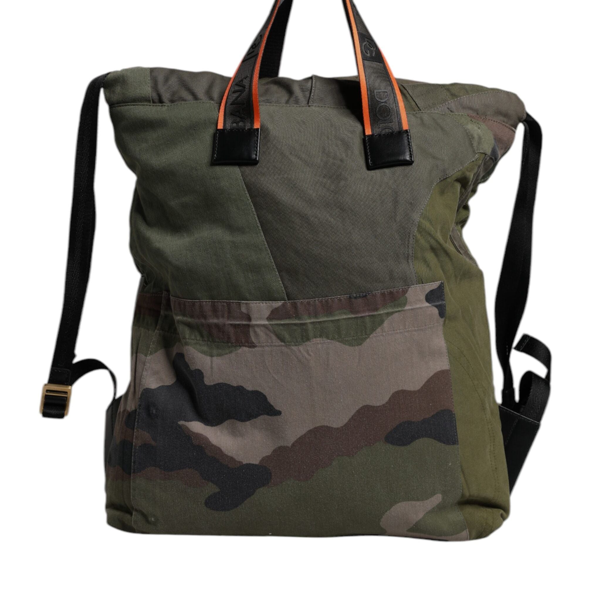 Dolce & Gabbana Military Green Patchwork Rucksack Backpack Bag