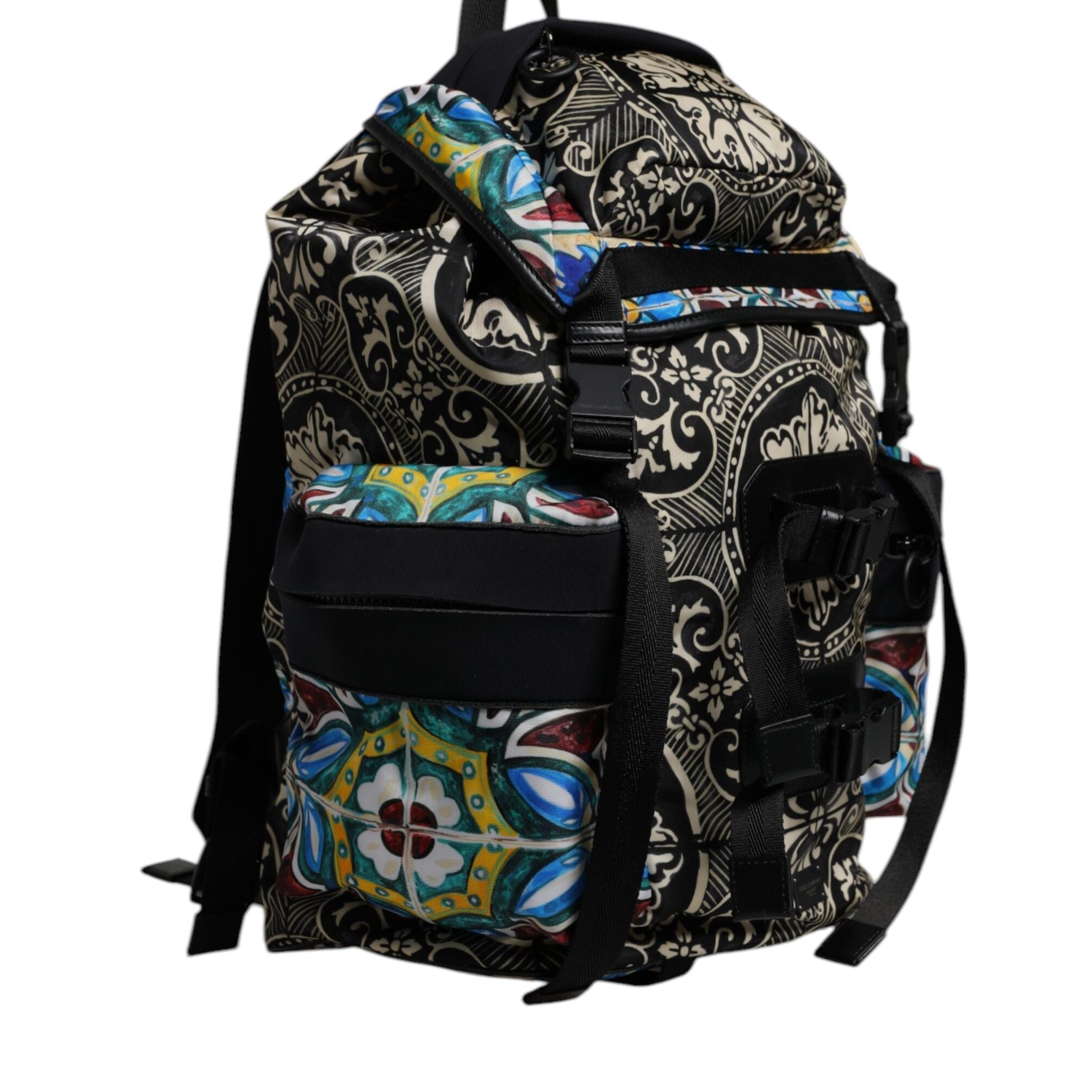 Dolce & Gabbana Multicolor Maiolica Print Nylon Backpack Bag