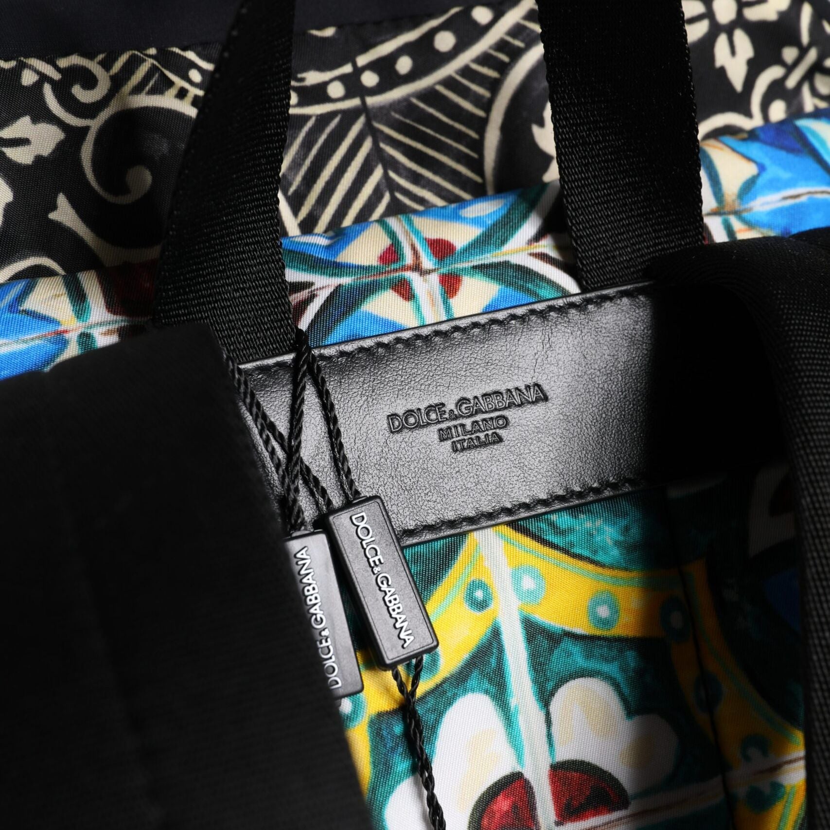 Dolce & Gabbana Multicolor Maiolica Print Nylon Backpack Bag