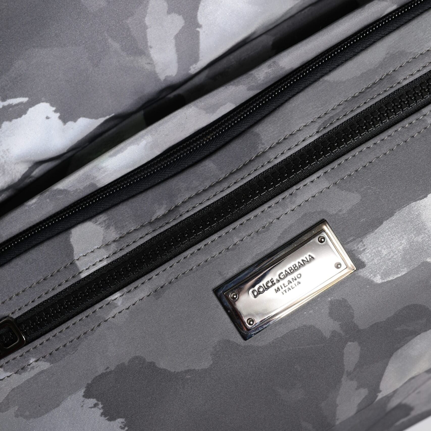 Dolce & Gabbana Gray Camo Cotton Multiple Compartments Tote Bag