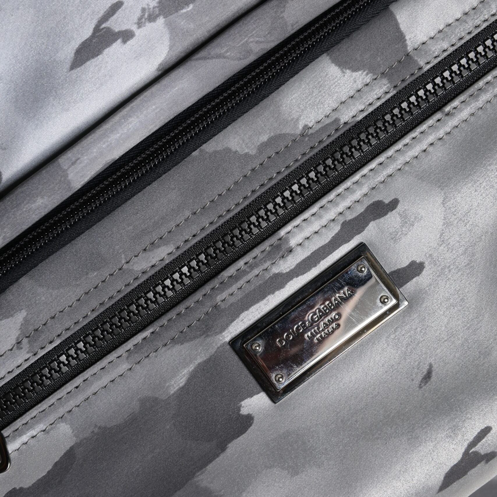 Dolce & Gabbana Gray Camo Cotton Multiple Compartments Tote Bag