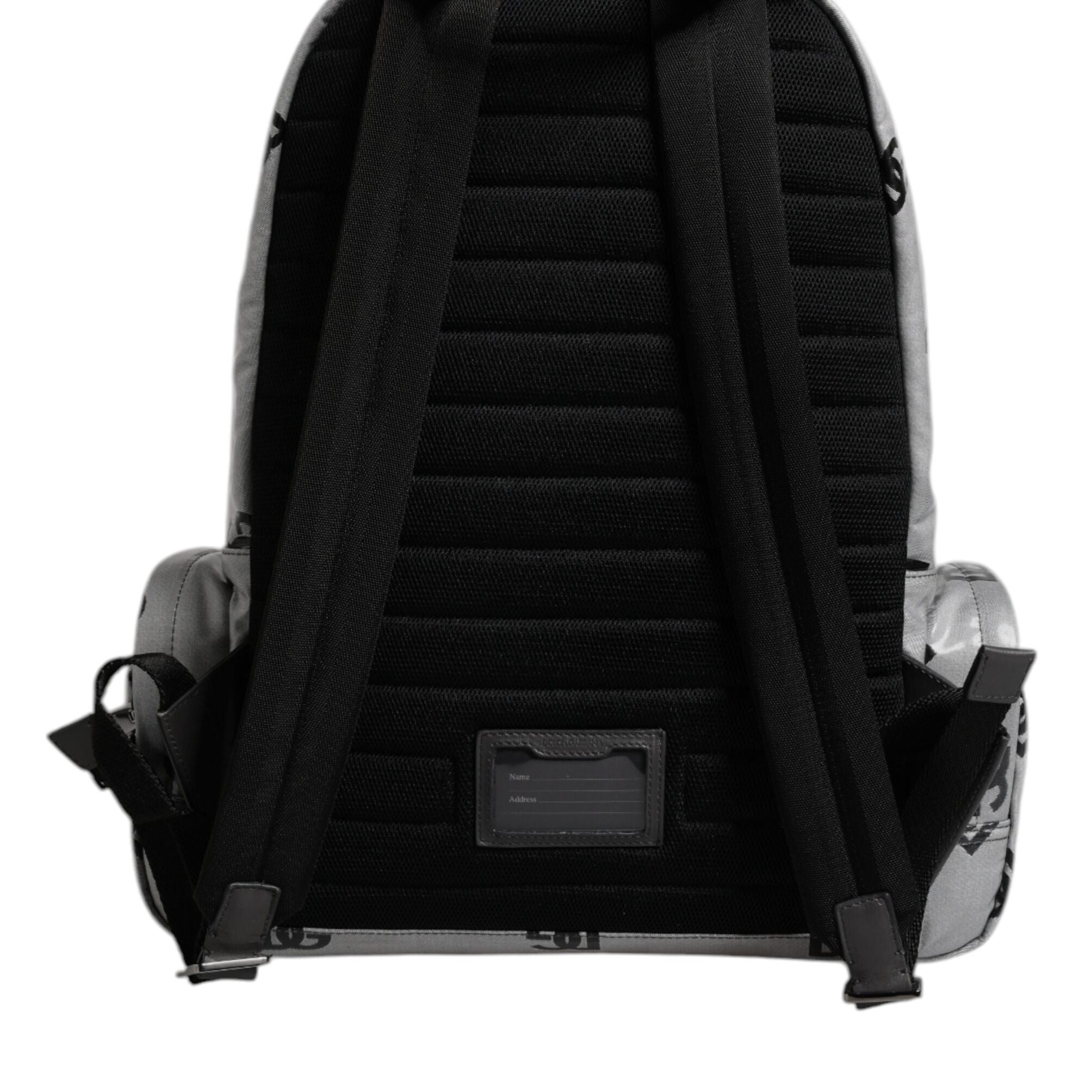 Dolce & Gabbana Polyester Gray Black DG Logo Plaque Backpack Bag