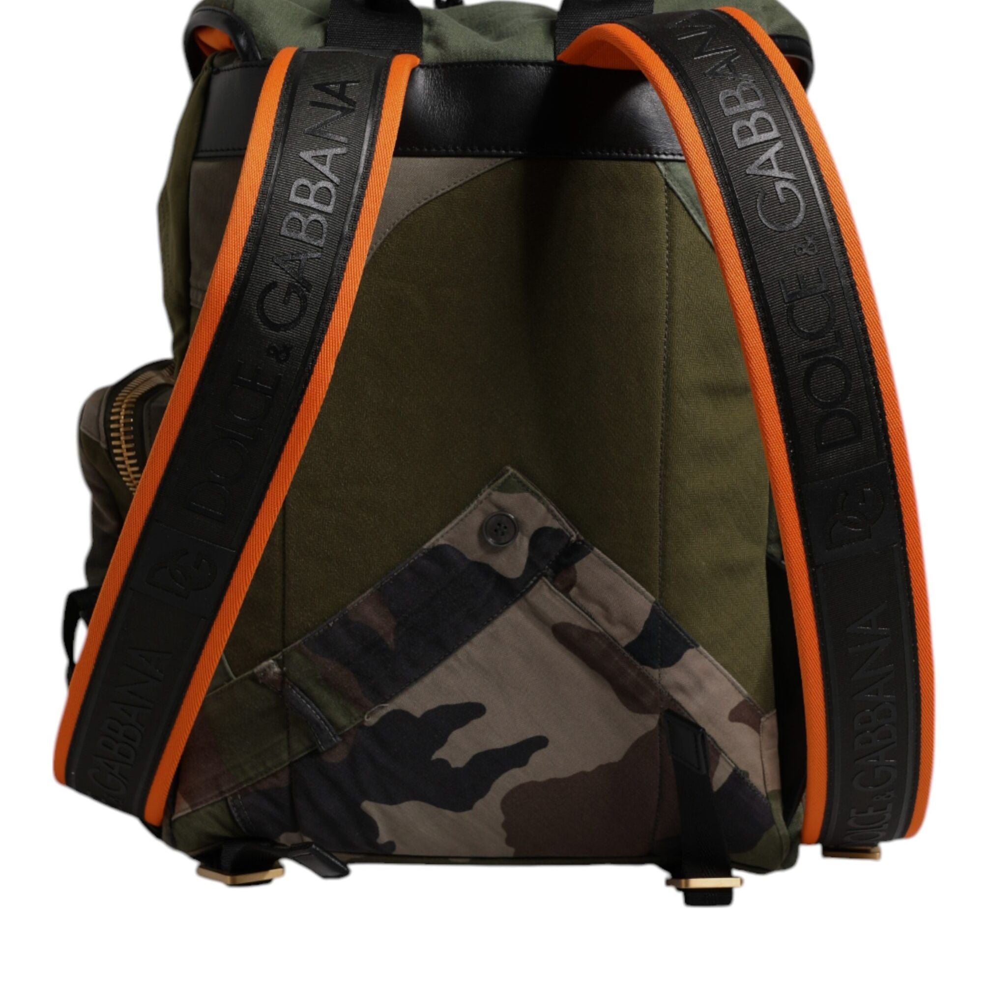 Dolce & Gabbana Military Green Patchwork School Backpack Bag