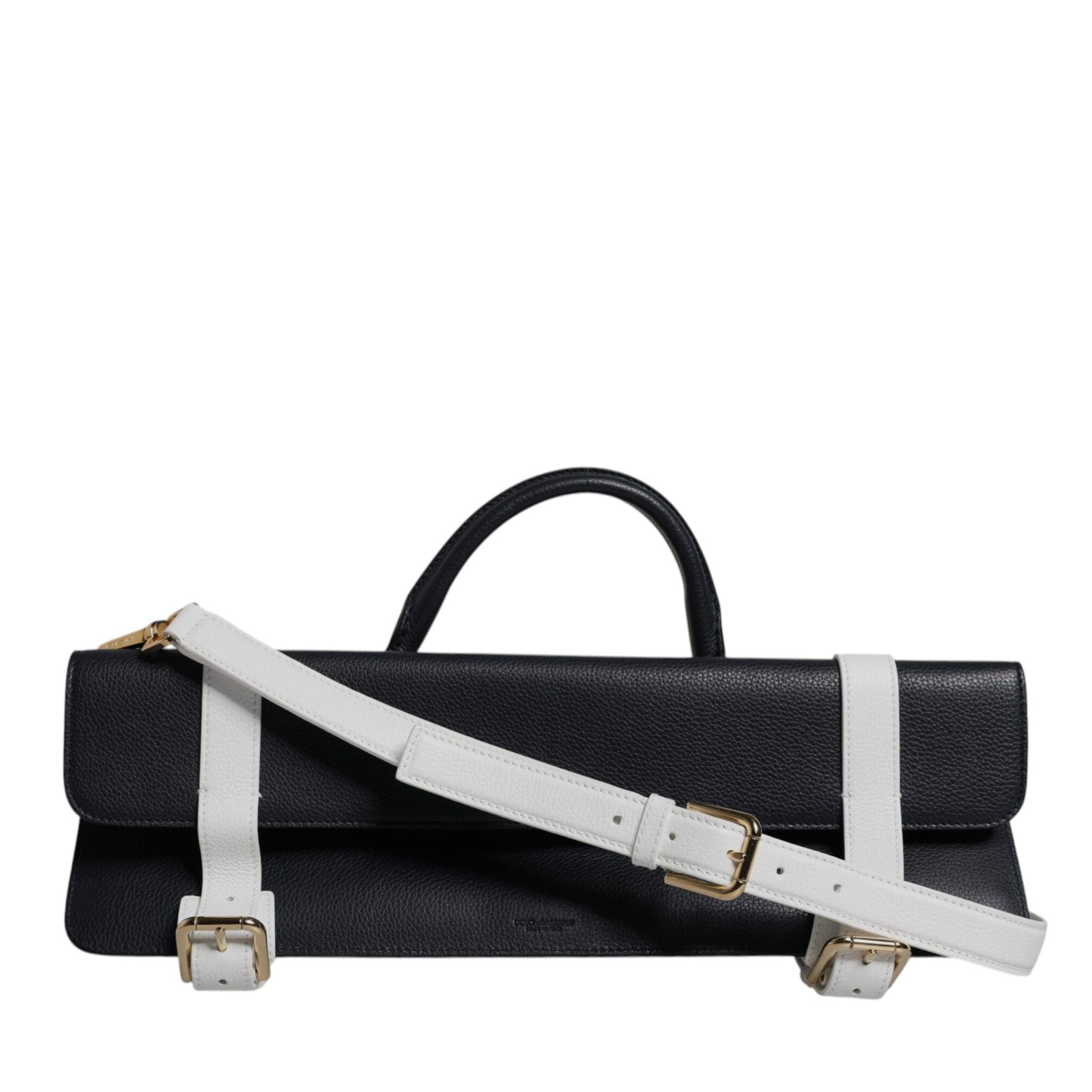 Dolce & Gabbana Blue White Calfskin Leather Crossbody Shoulder Bag