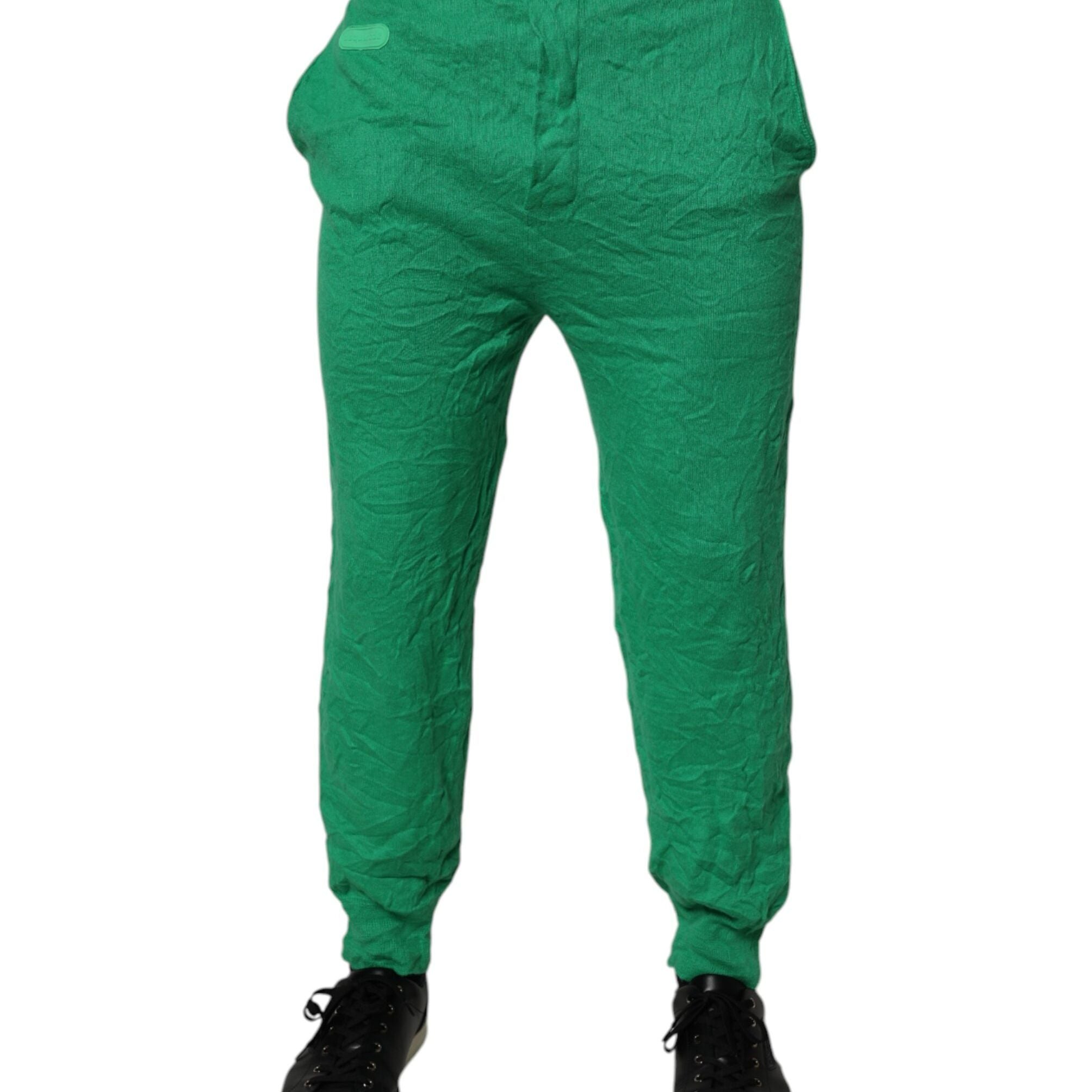 Dsquared² Green Cotton Elastic Waist Men Casual Pants