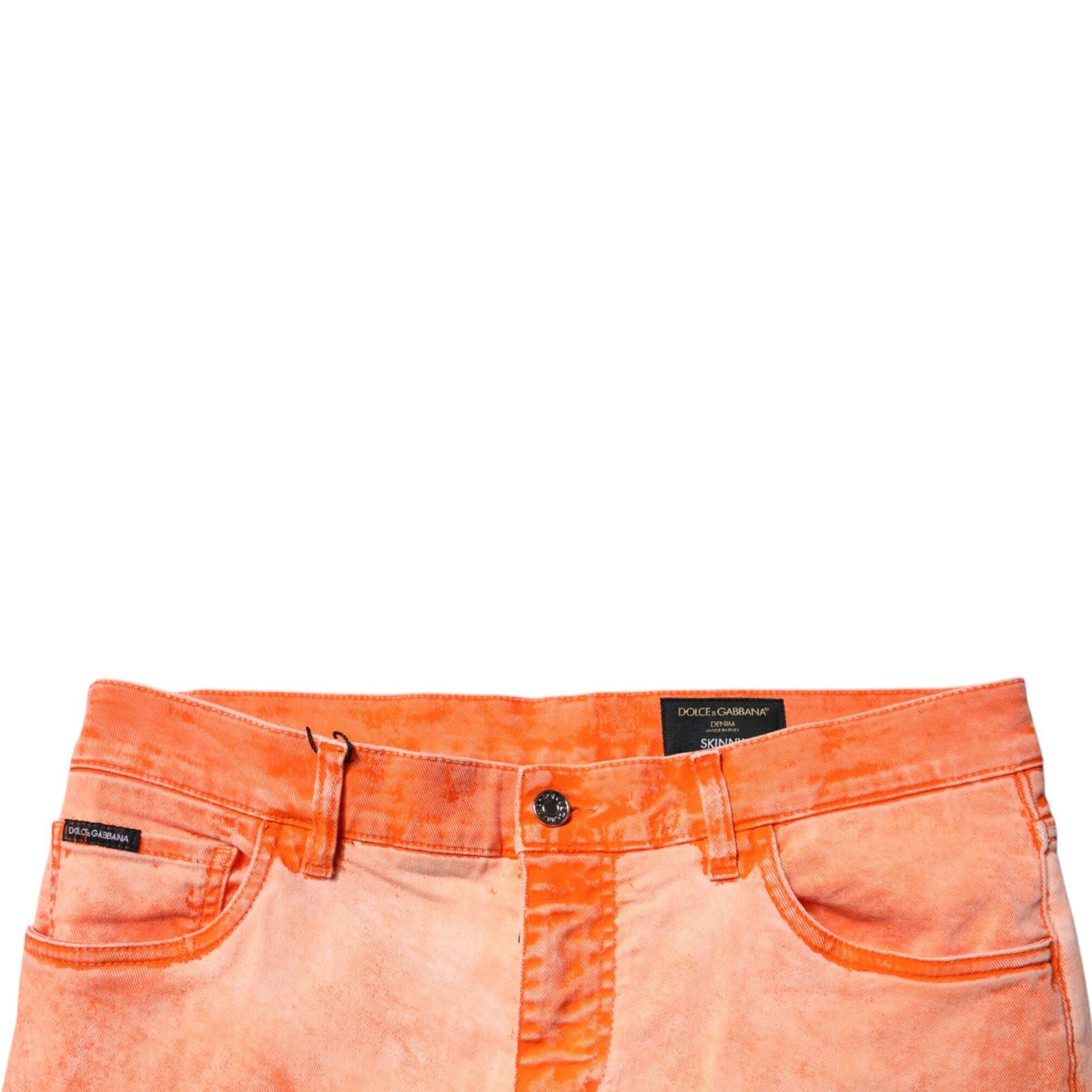 Dolce & Gabbana Orange Tie Dye Cotton Skinny Men Denim Jeans