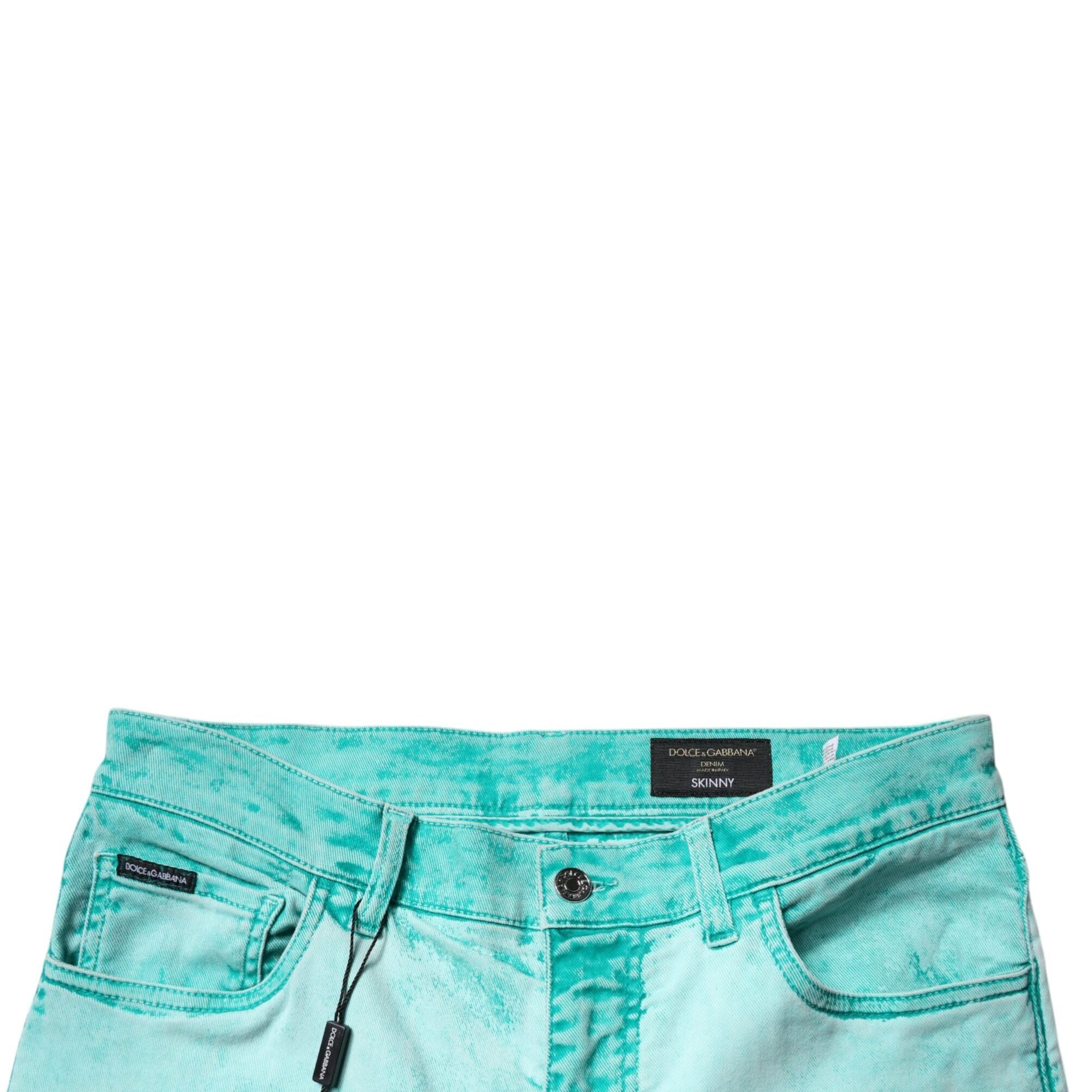 Dolce & Gabbana Green Tie Dye Cotton Skinny Men Denim Jeans