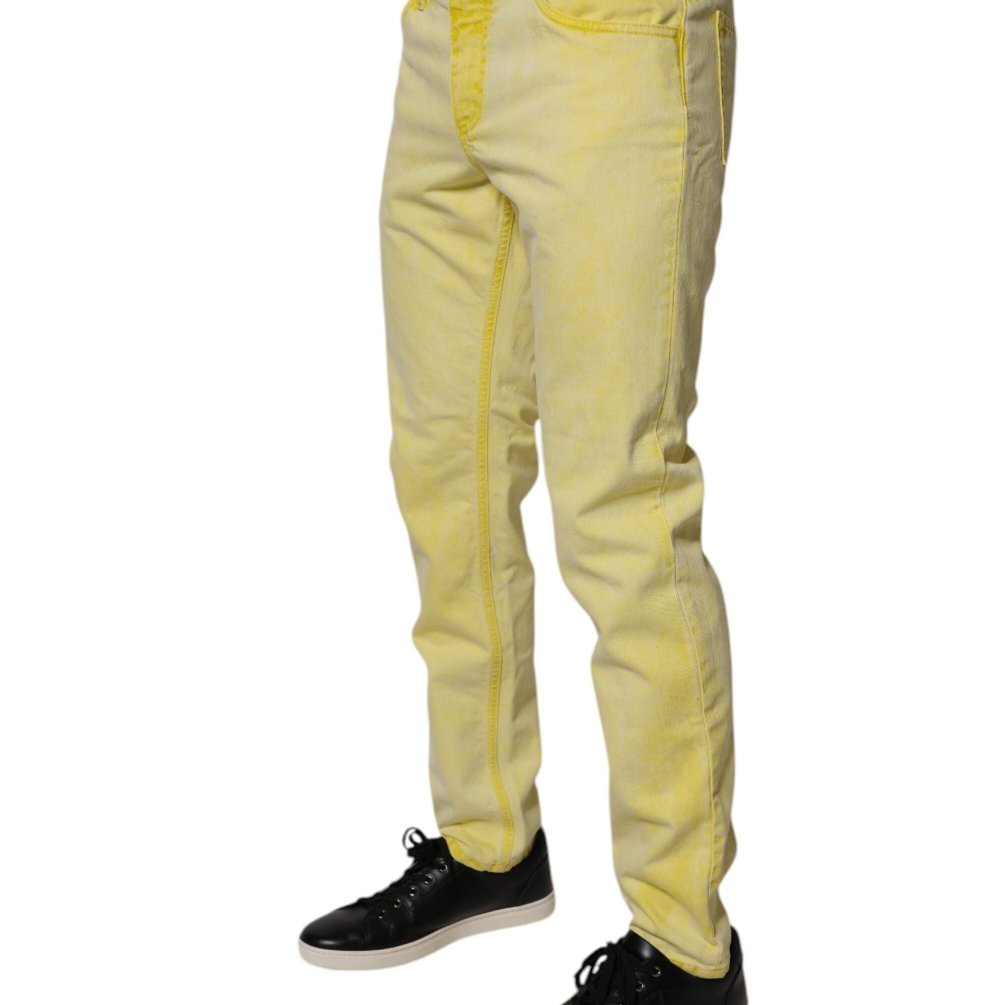 Dolce & Gabbana Yellow Cotton Stretch Skinny Men Denim Jeans