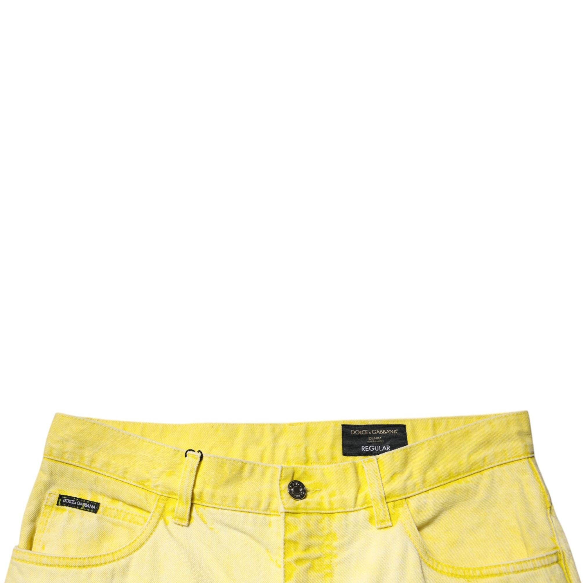 Dolce & Gabbana Yellow Cotton Stretch Skinny Men Denim Jeans