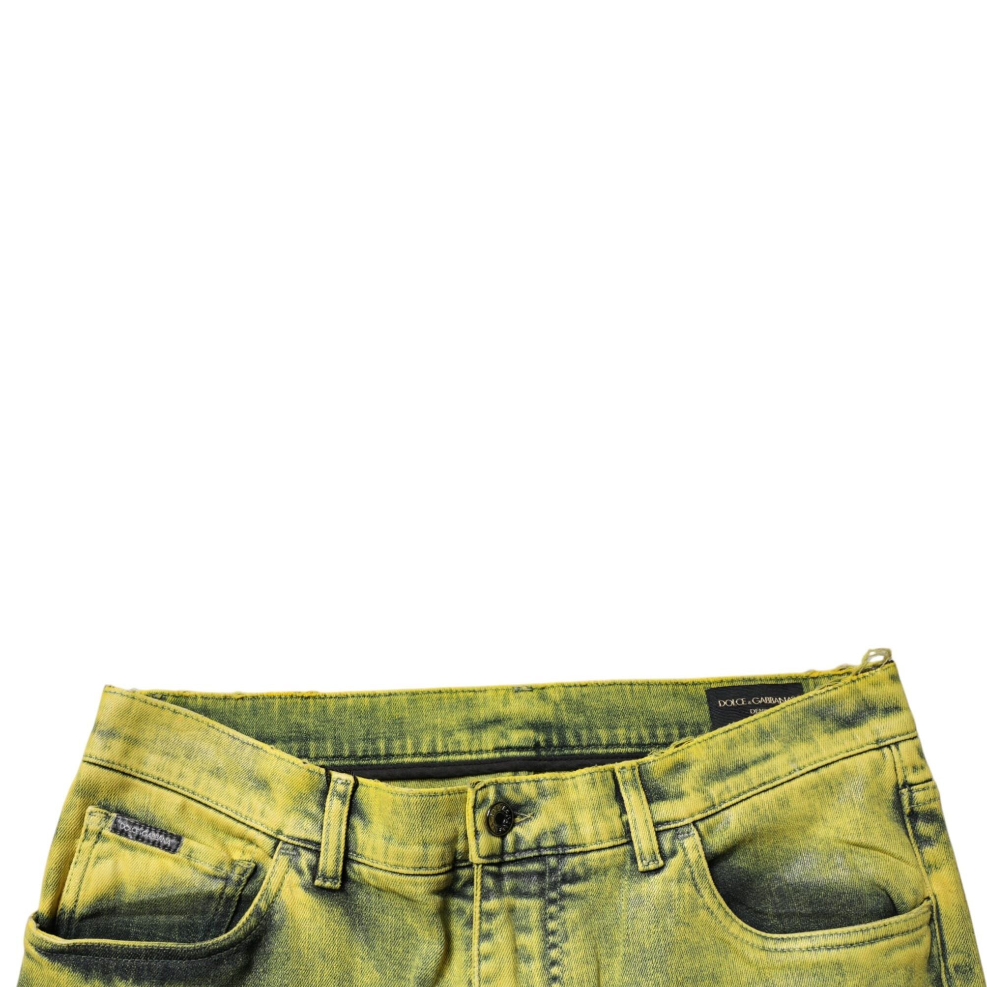 Dolce & Gabbana Yellow Cotton Stretch Skinny Men Denim Jeans
