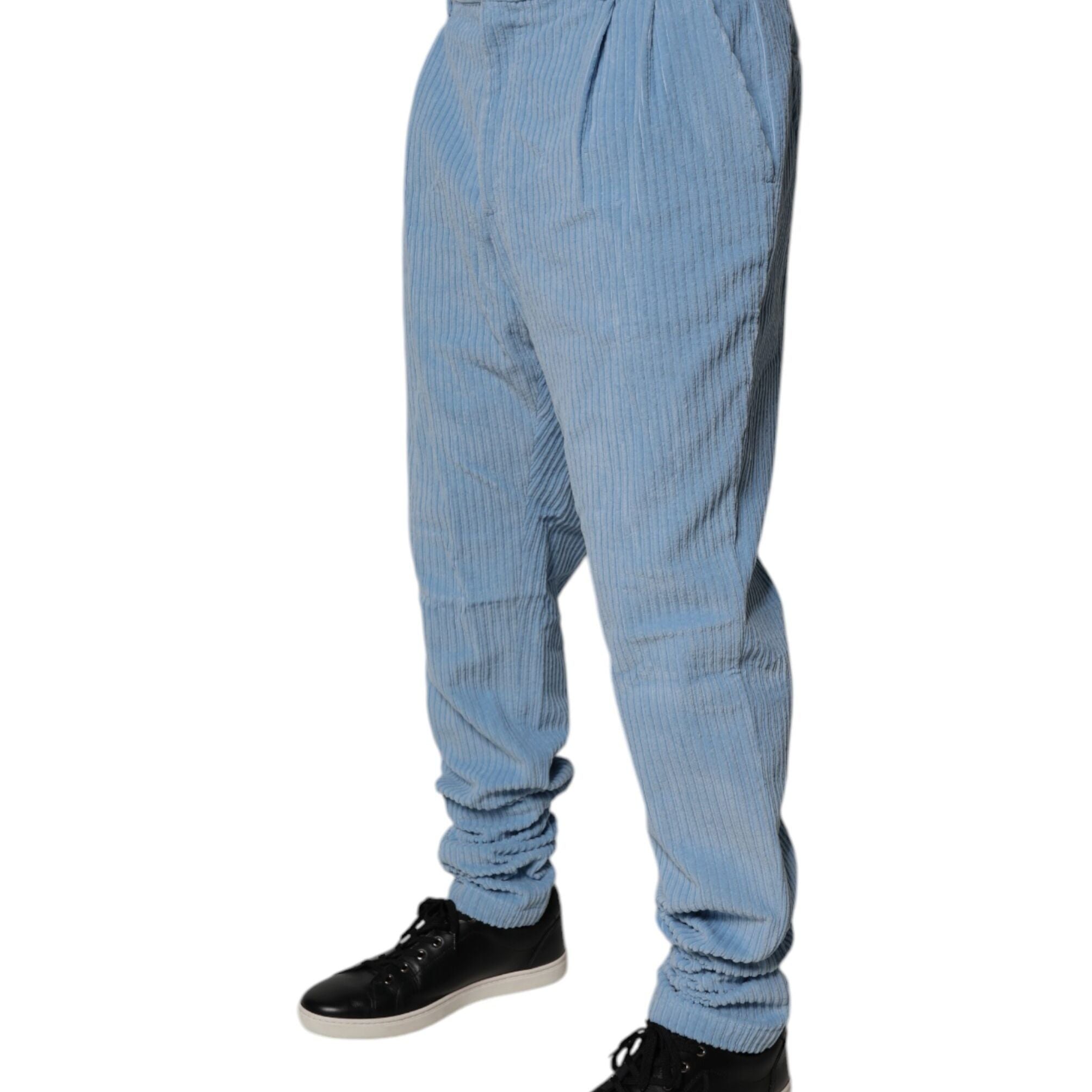 Dolce & Gabbana Light Blue Corduroy Cotton Skinny Denim Jeans