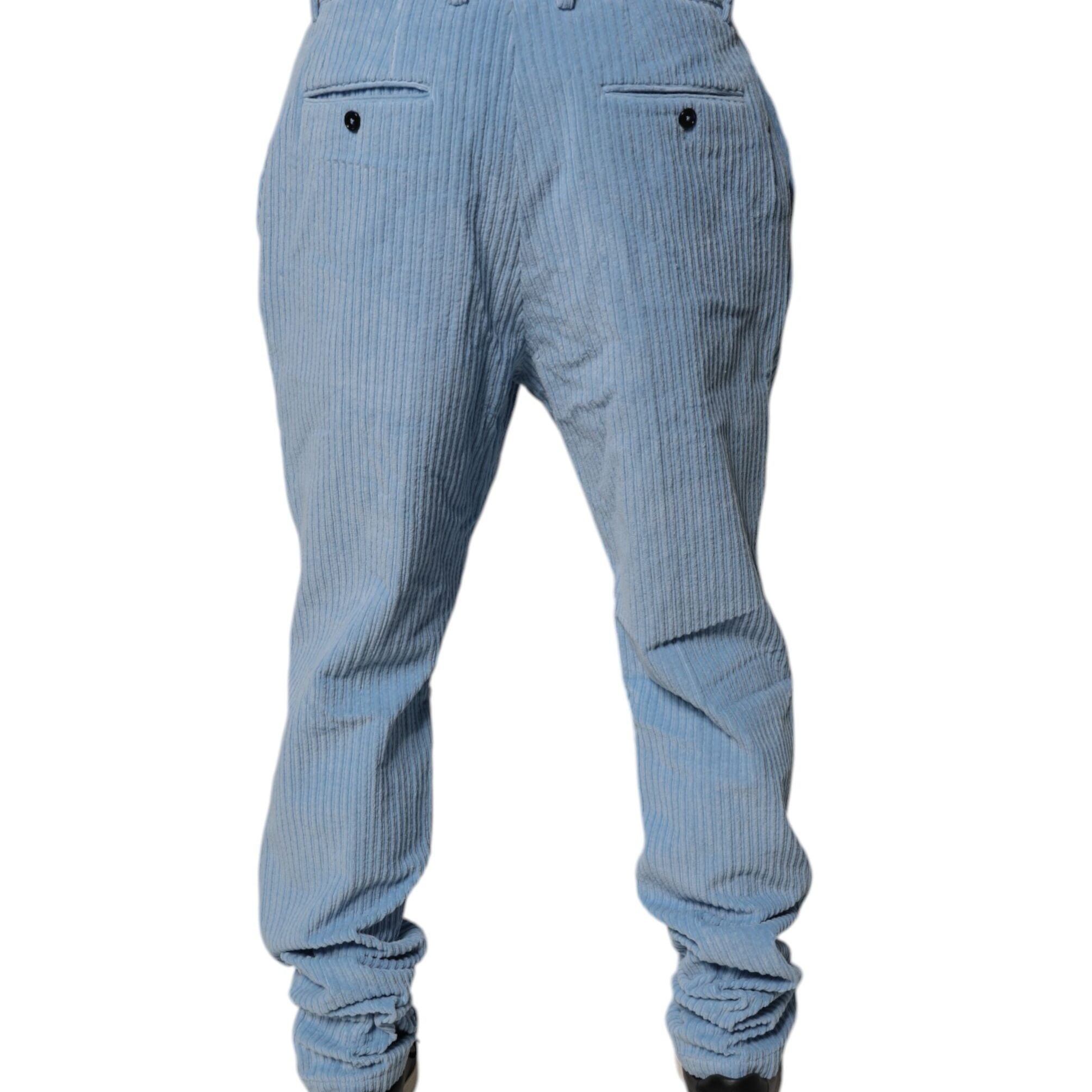 Dolce & Gabbana Light Blue Corduroy Cotton Skinny Denim Jeans