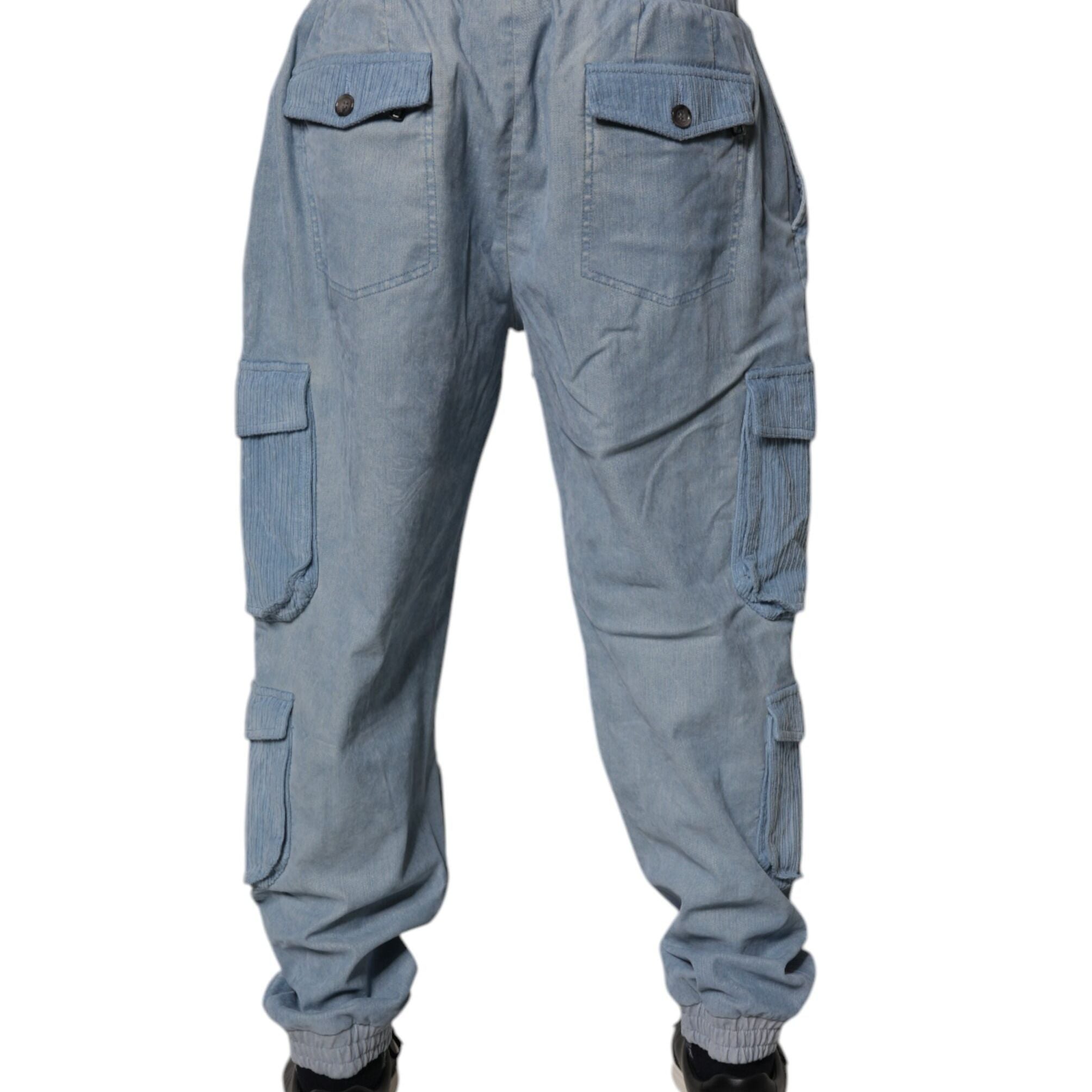 Dolce & Gabbana Light Blue Cotton Jogger Cargo Men Denim Pants