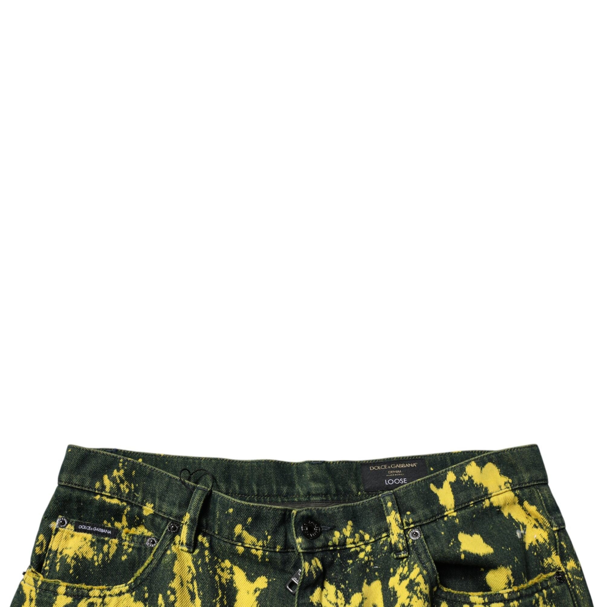 Dolce & Gabbana Black Yellow Tie Dye Tattered Skinny Men Denim Jeans