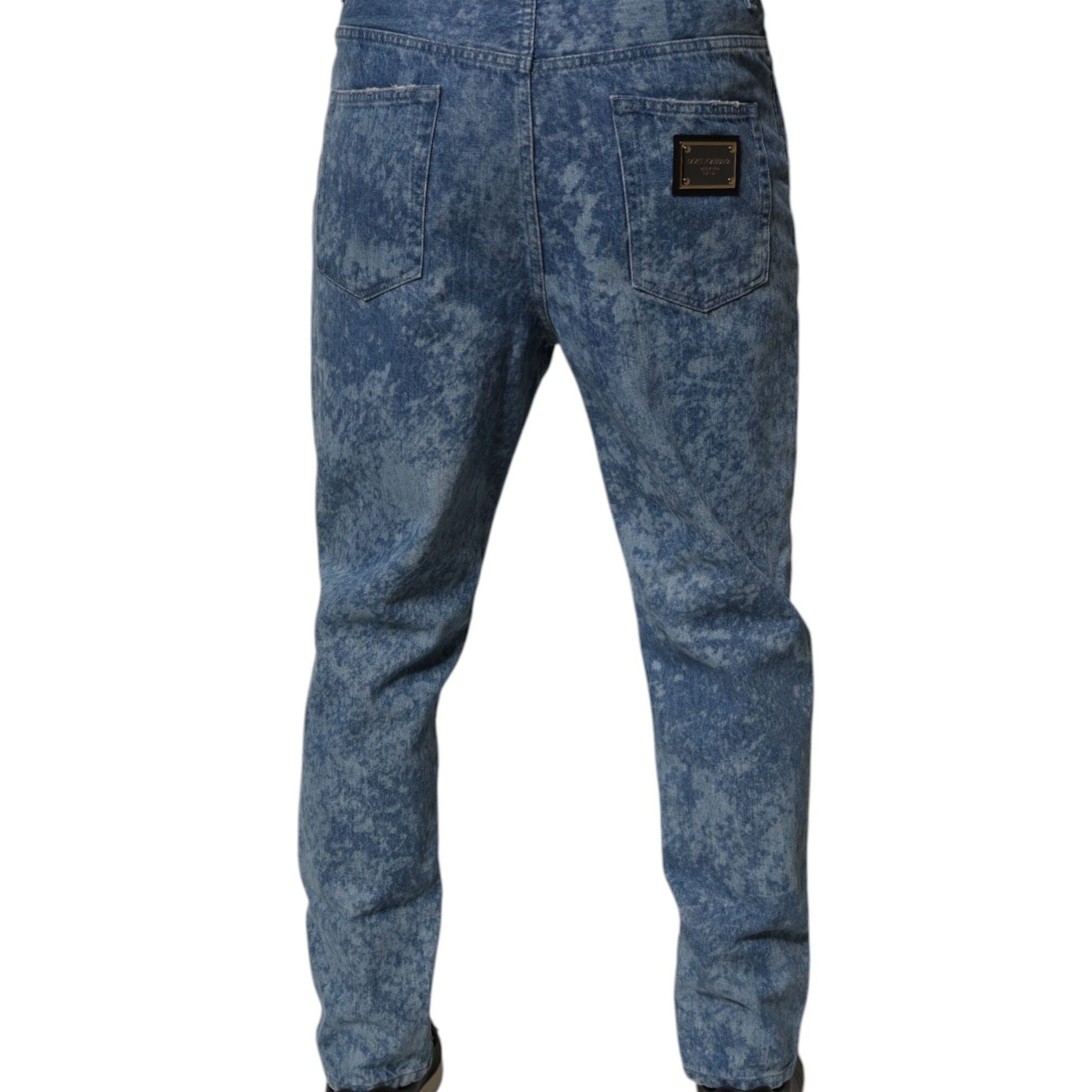 Dolce & Gabbana Blue Tie Dye Cotton Skinny Men Denim Jeans