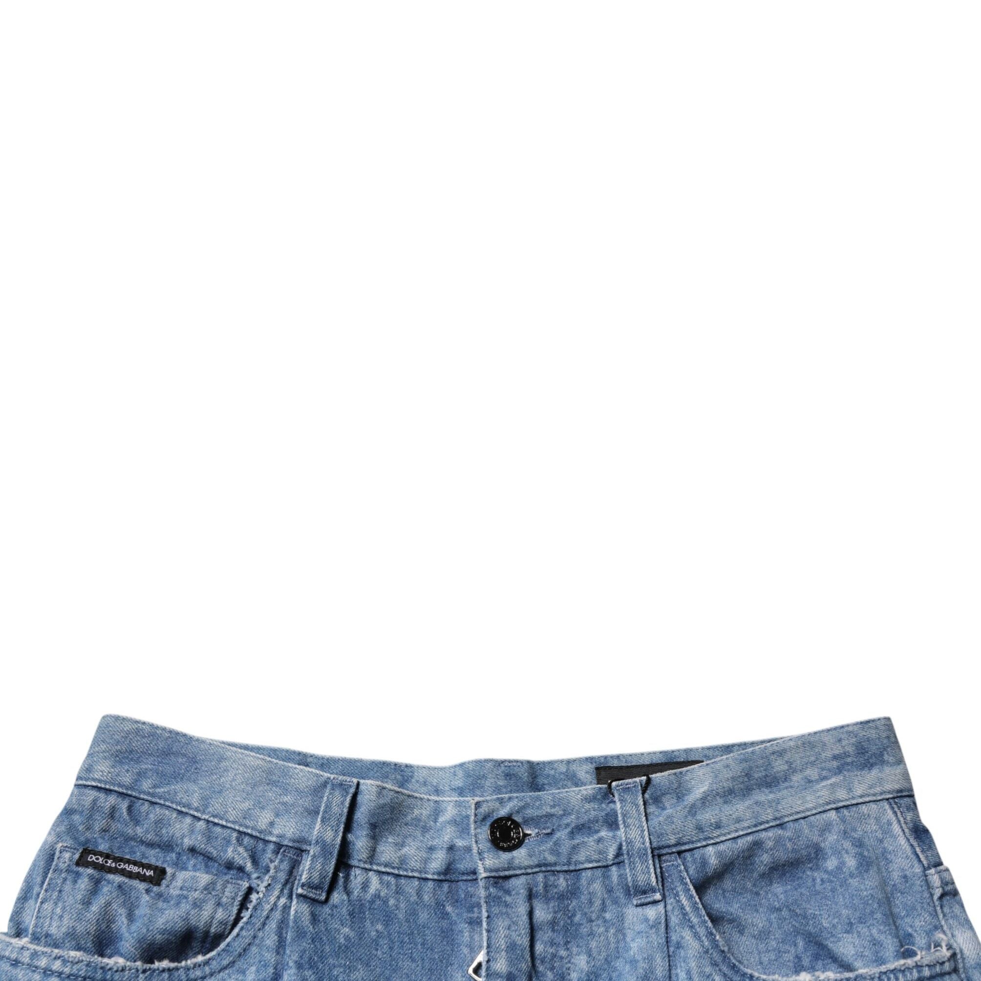 Dolce & Gabbana Blue Tie Dye Cotton Skinny Men Denim Jeans