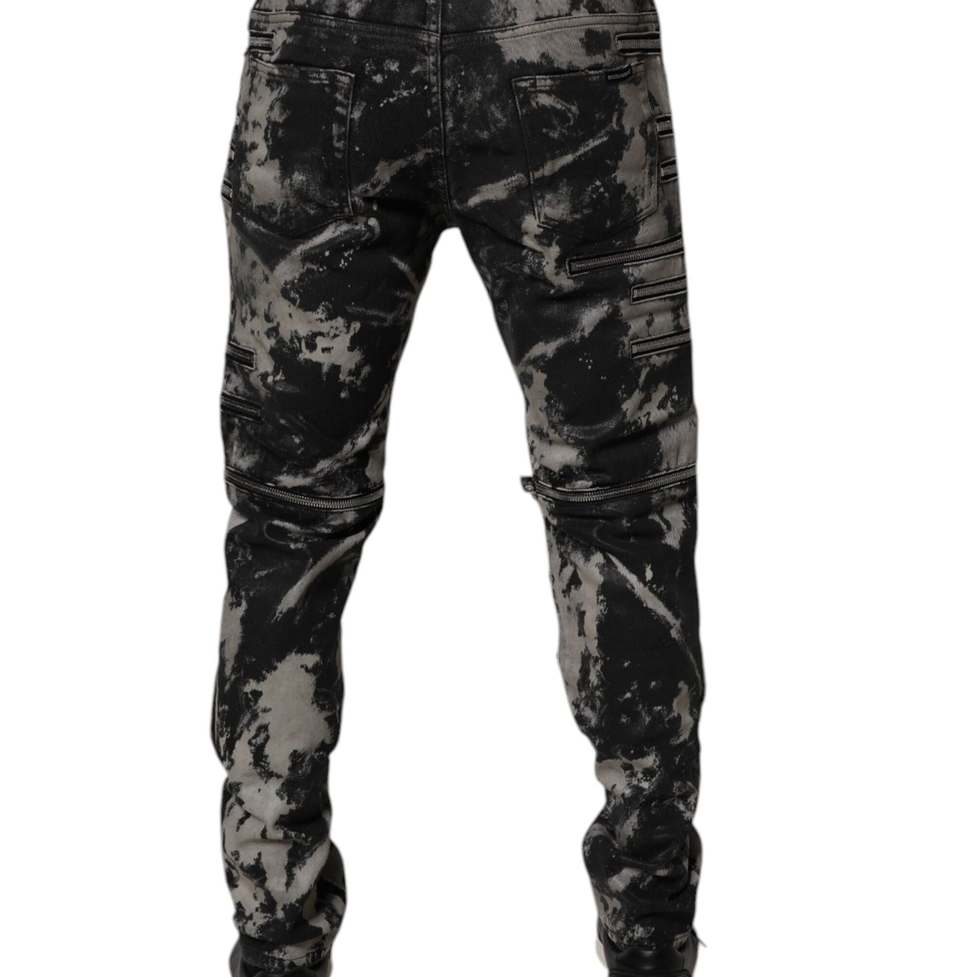Dolce & Gabbana Black Tie Dye Cotton Skinny Zip Denim Jeans