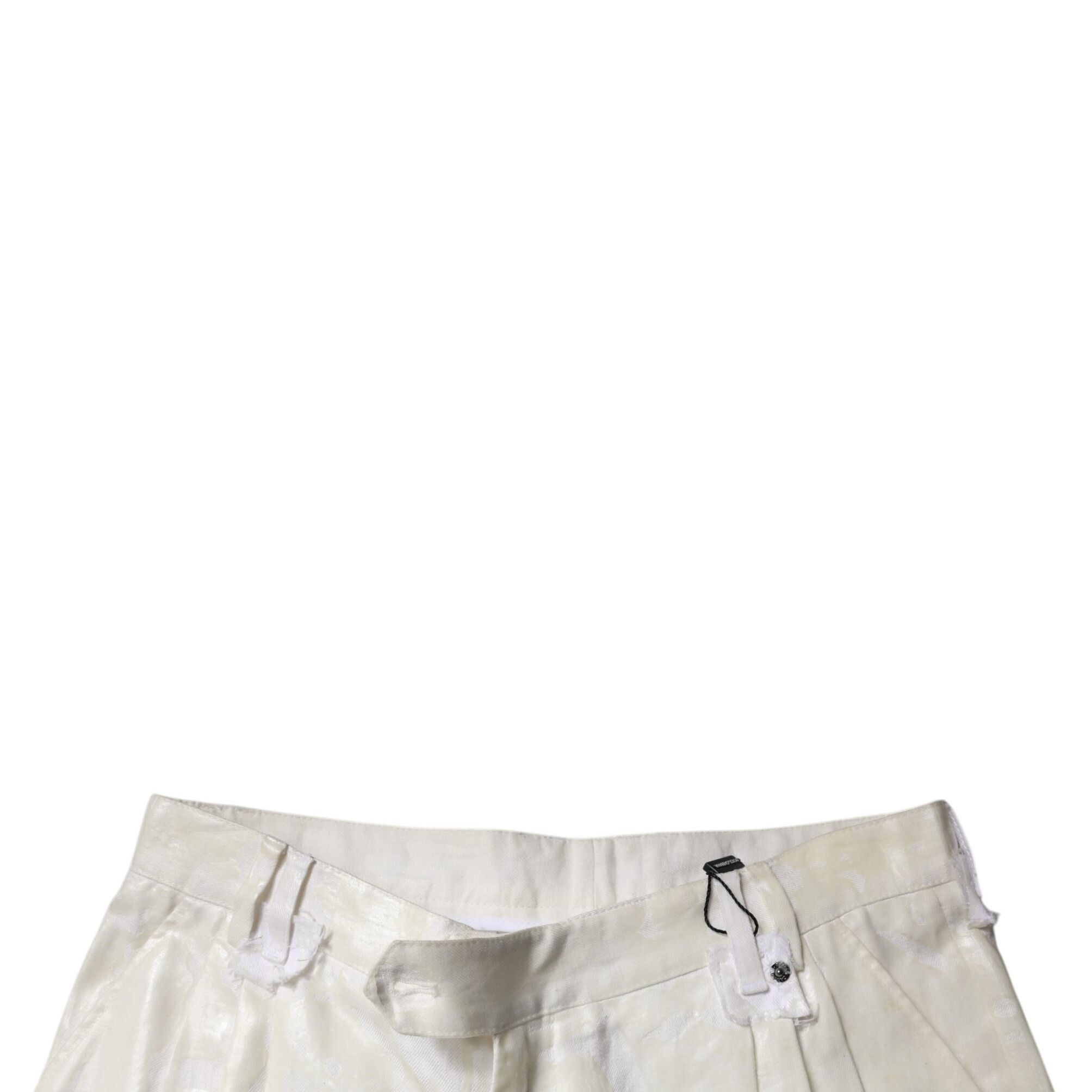 Dolce & Gabbana White Linen Mid Waist Straight Men Denim Jeans