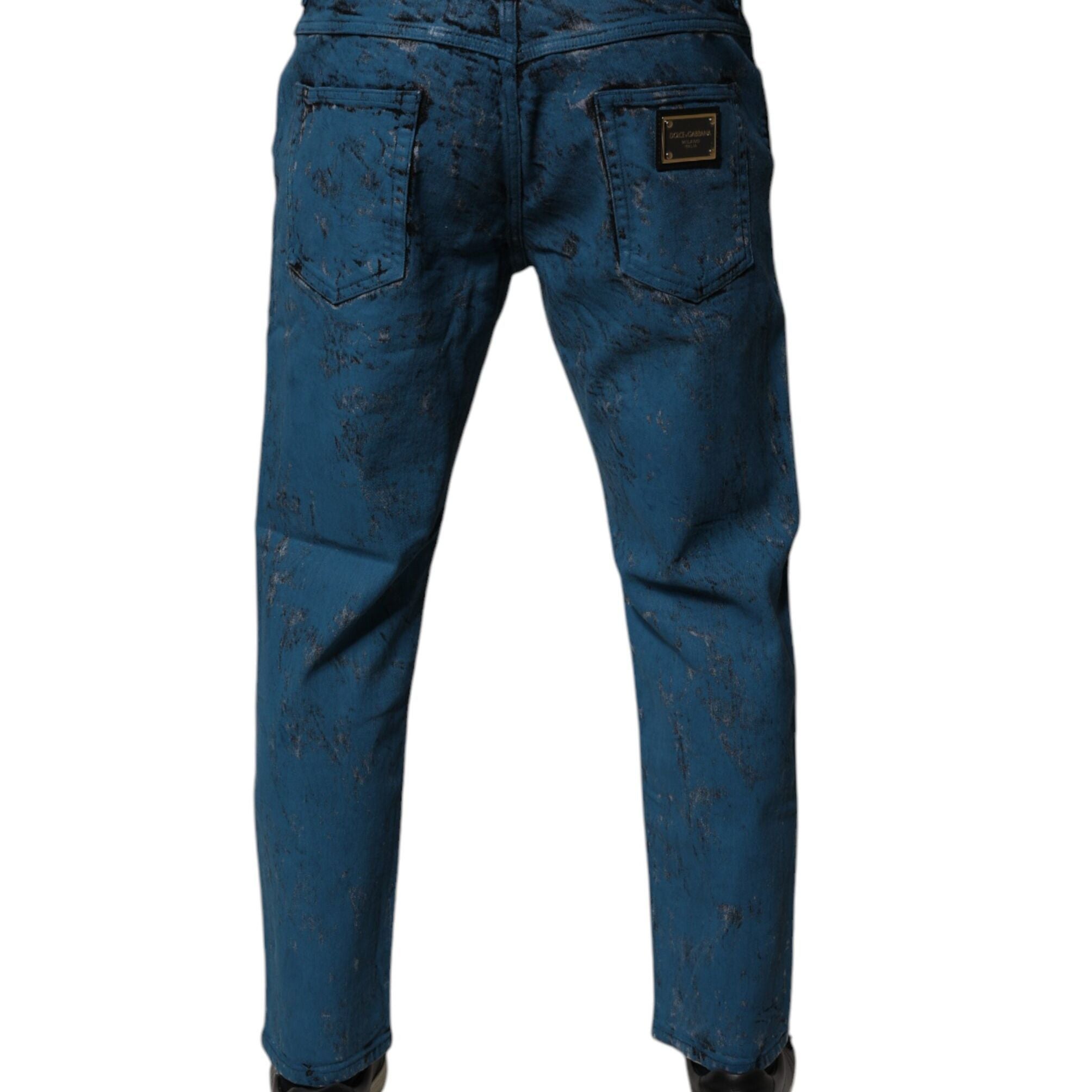Dolce & Gabbana Blue Tie Dye Cotton Skinny Men Denim Jeans