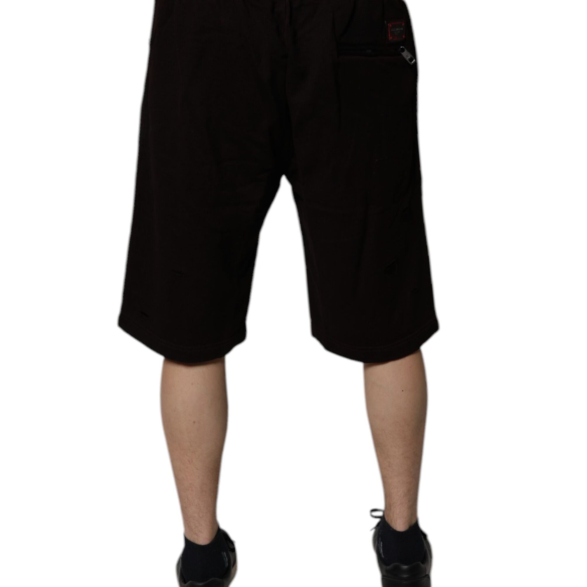 Dolce & Gabbana Maroon Cotton Logo Plaque Men Bermuda Shorts
