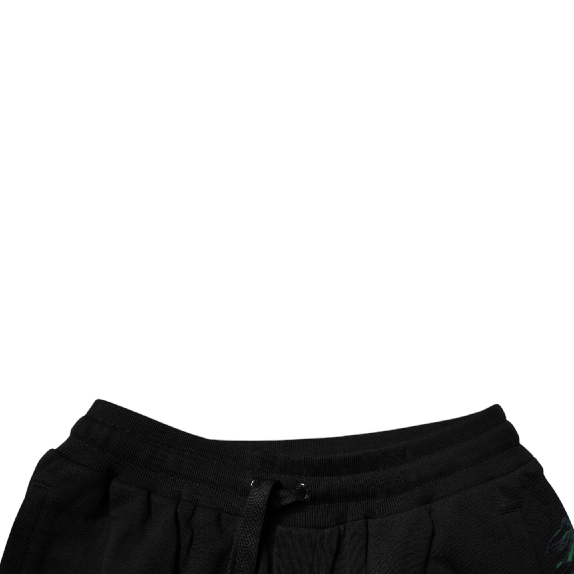 Dolce & Gabbana Black Cotton Logo Floral Print Bermuda Shorts