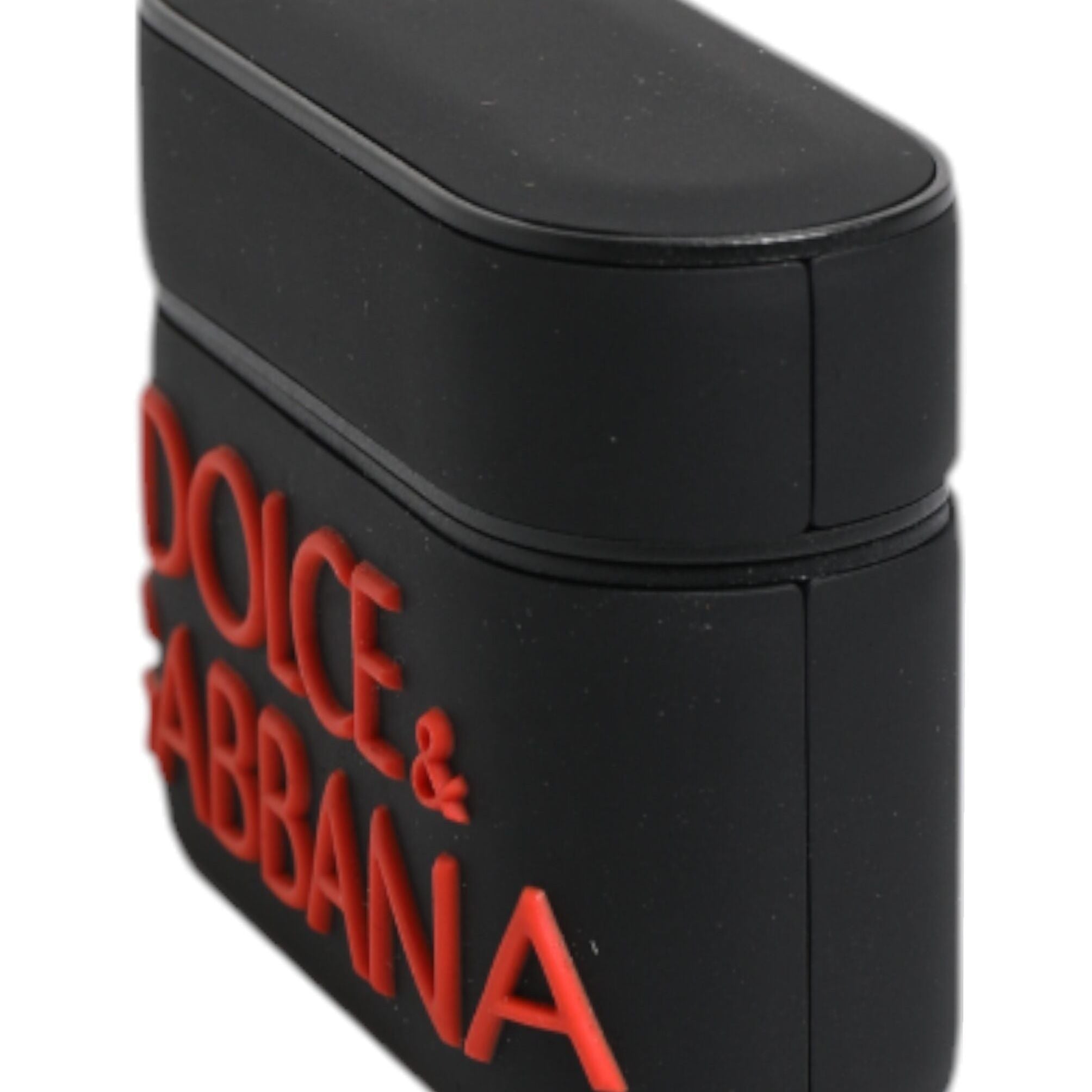 Dolce & Gabbana Black Orange Silicone Embossed Logo Airpods Case