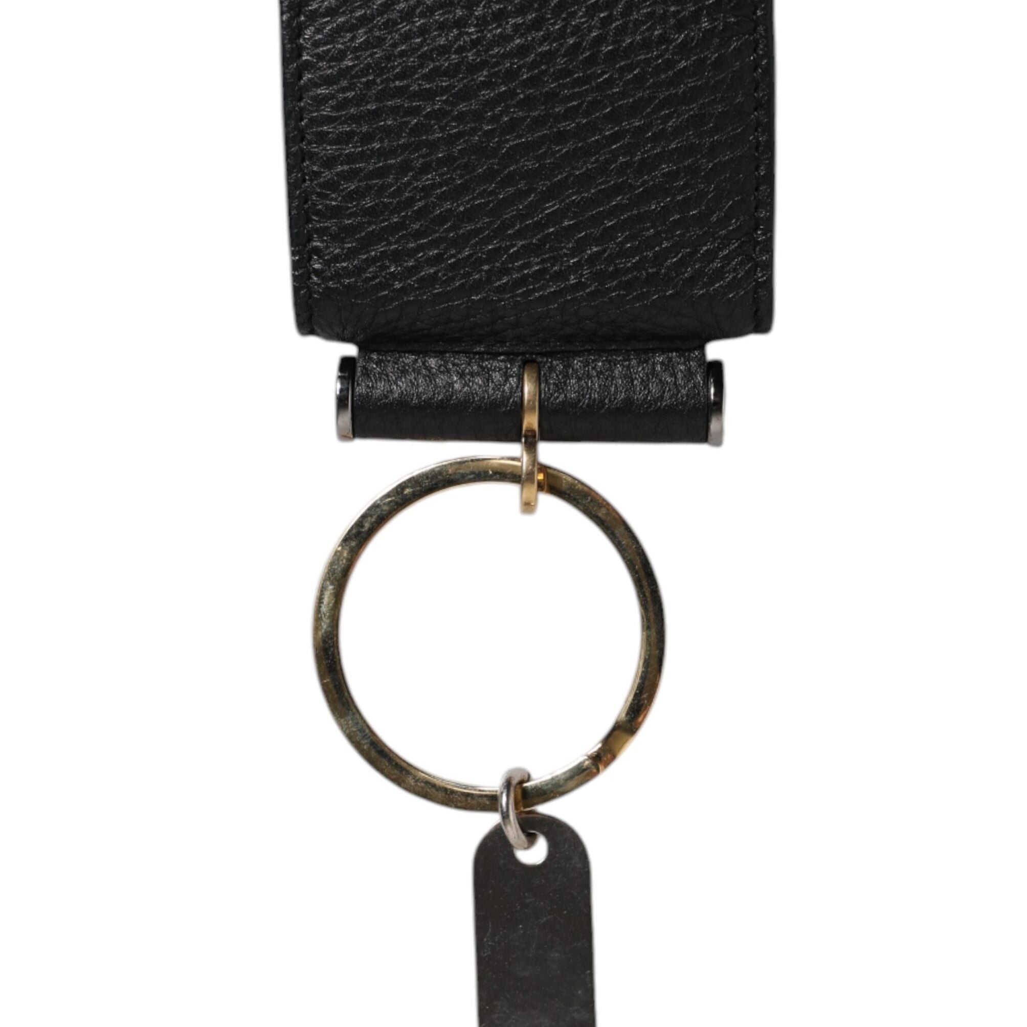 Dolce & Gabbana Black Leather Strap Gold Metal Logo Plaque Airpods Case
