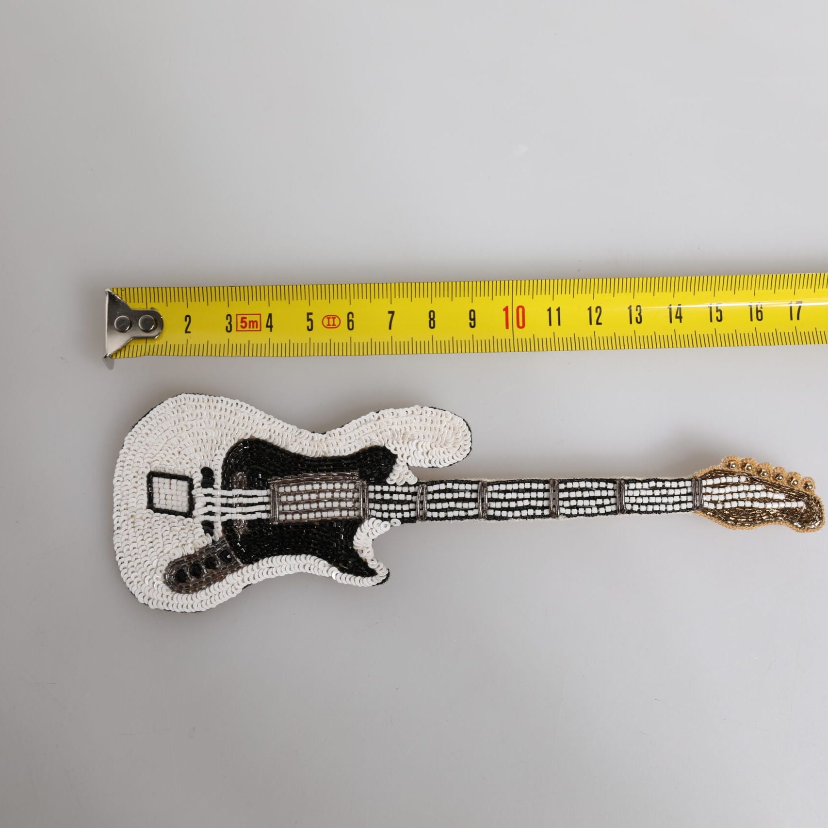 Dolce & Gabbana Gold Brass Logo Beaded Guitar Pin Brooch