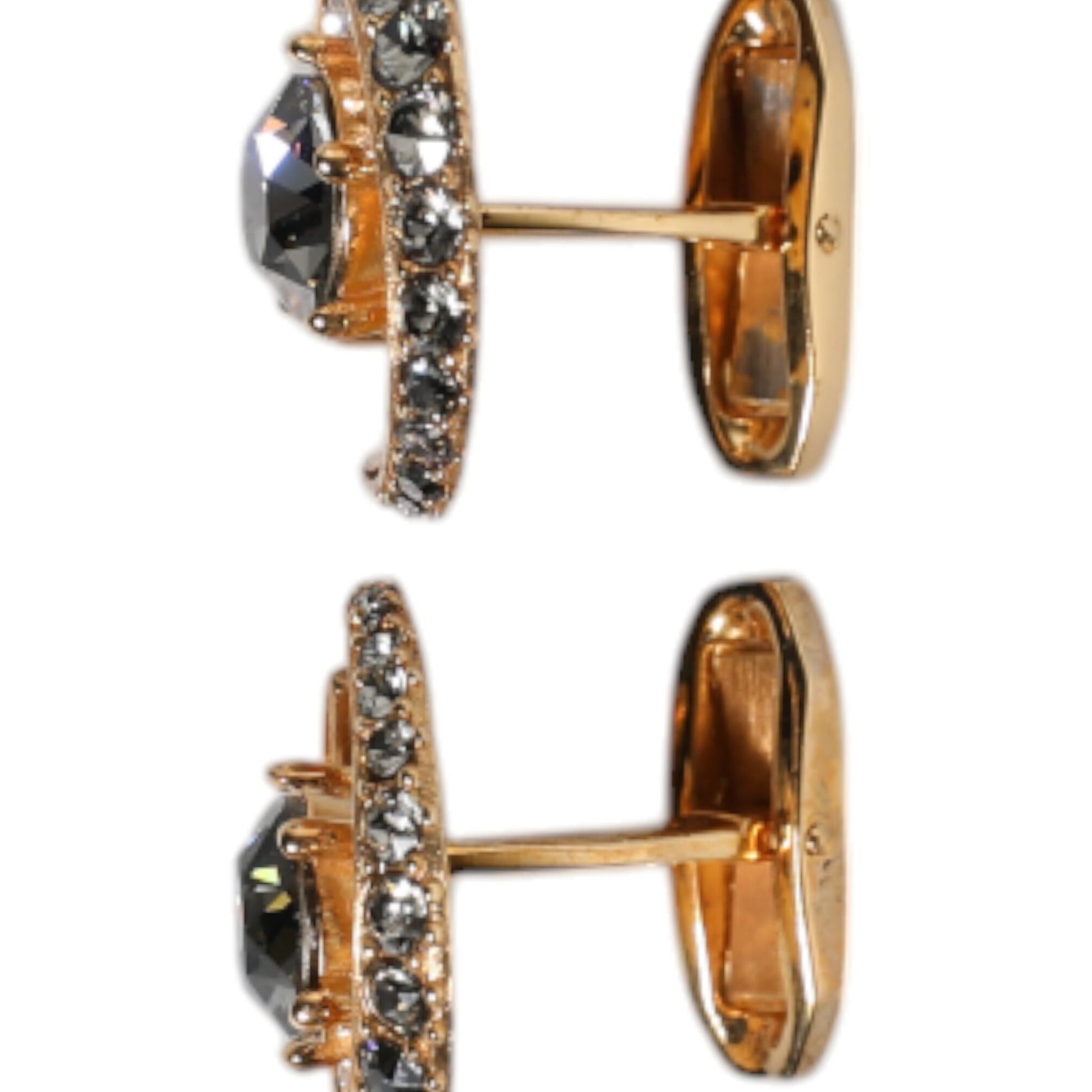 Dolce & Gabbana Brass Gold Black Crystal Luna Cufflink