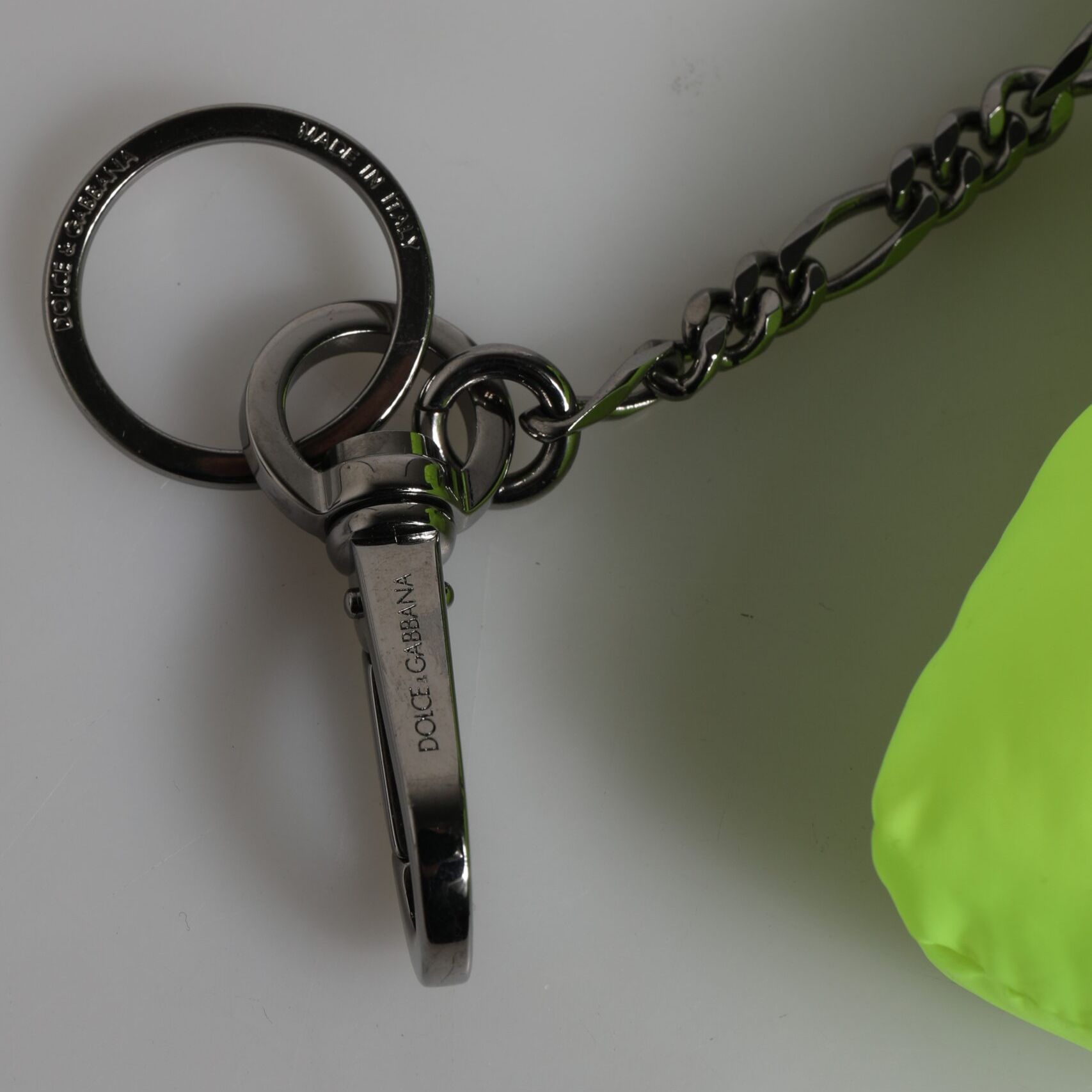 Dolce & Gabbana Green Bear Embroidered Logo Keychain Clasp Keyring