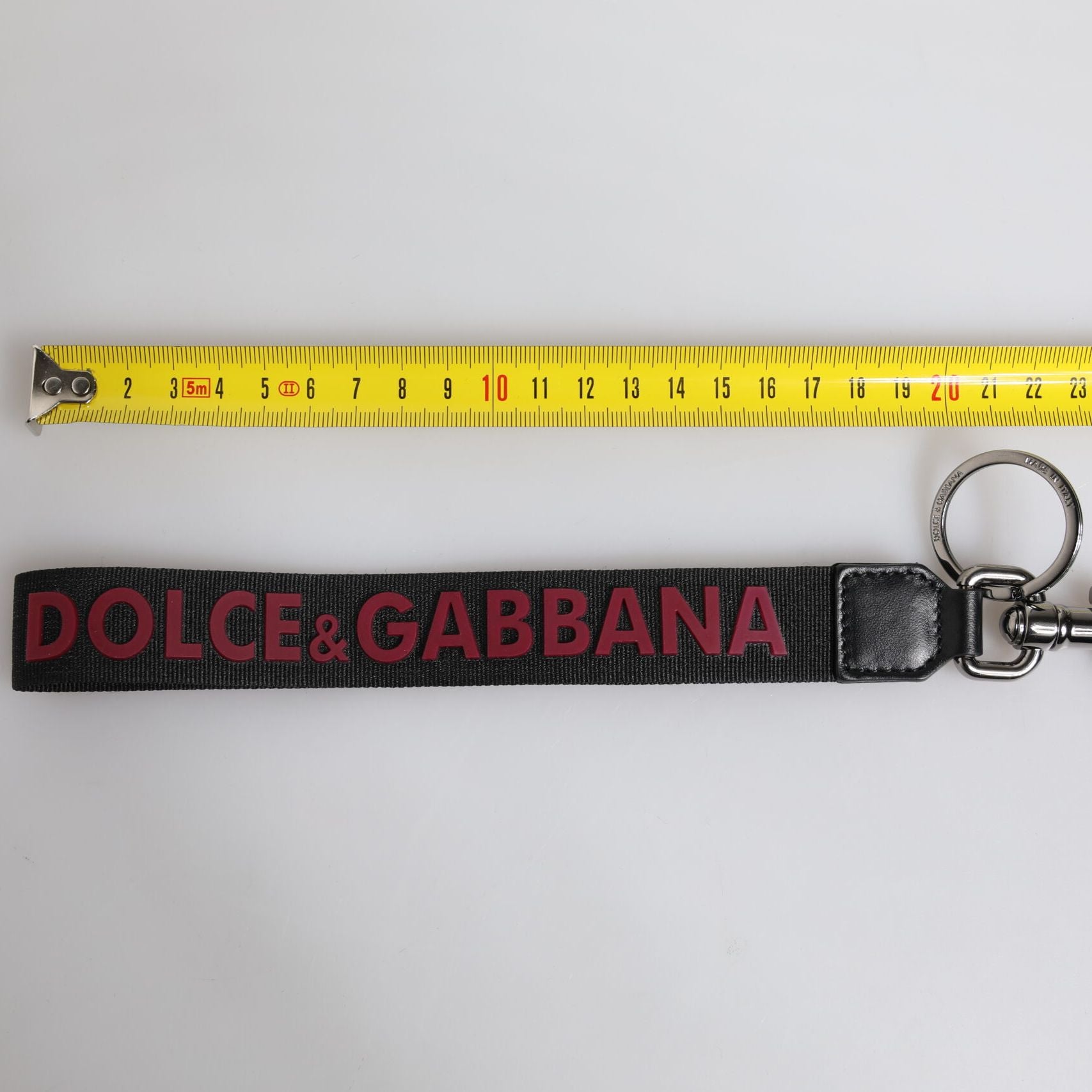 Dolce & Gabbana Black Logo Nylon Silver Brass Men Holder Keychain Keyring