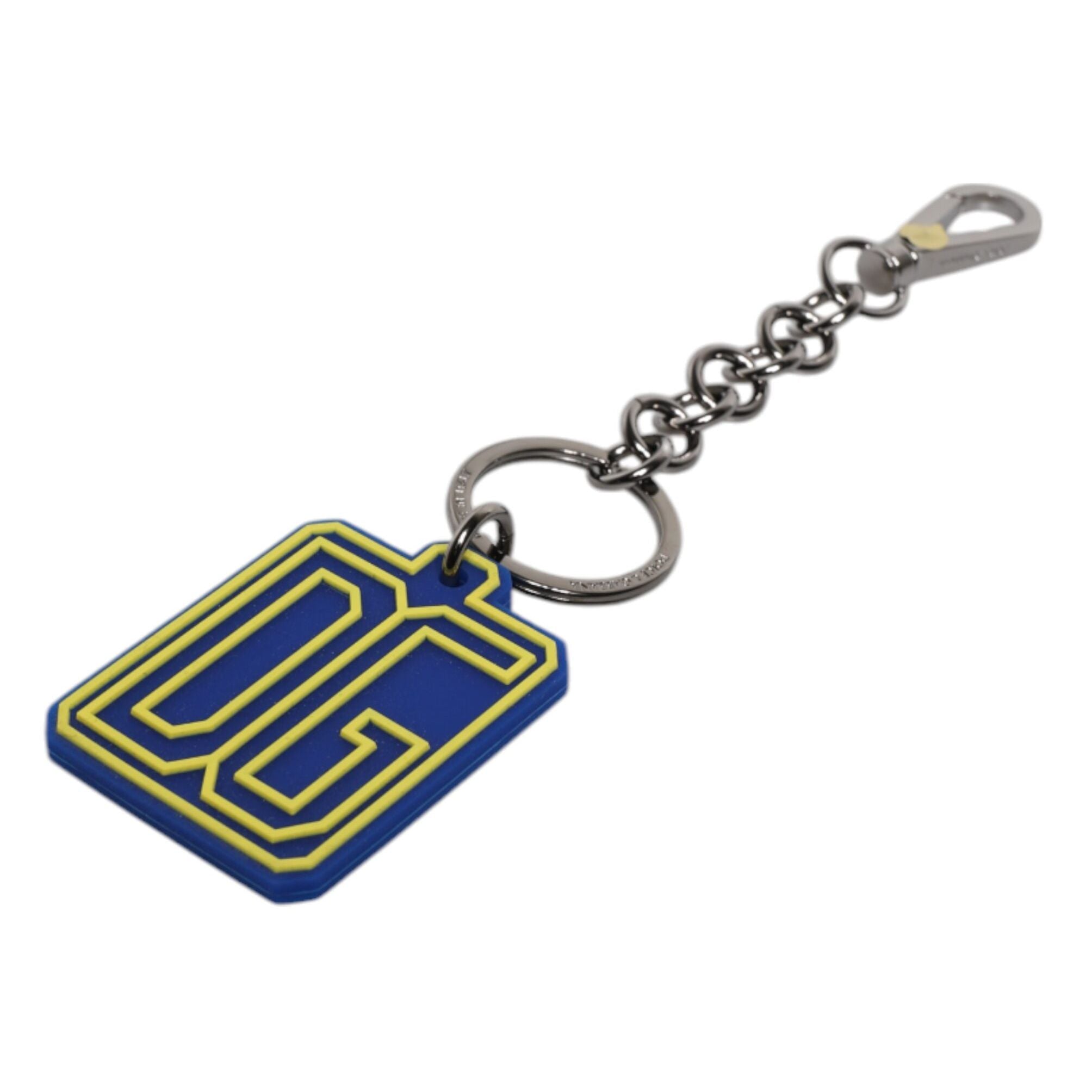 Dolce & Gabbana Blue Yellow DG Rubber Logo Silver Men's Keychain Keyring