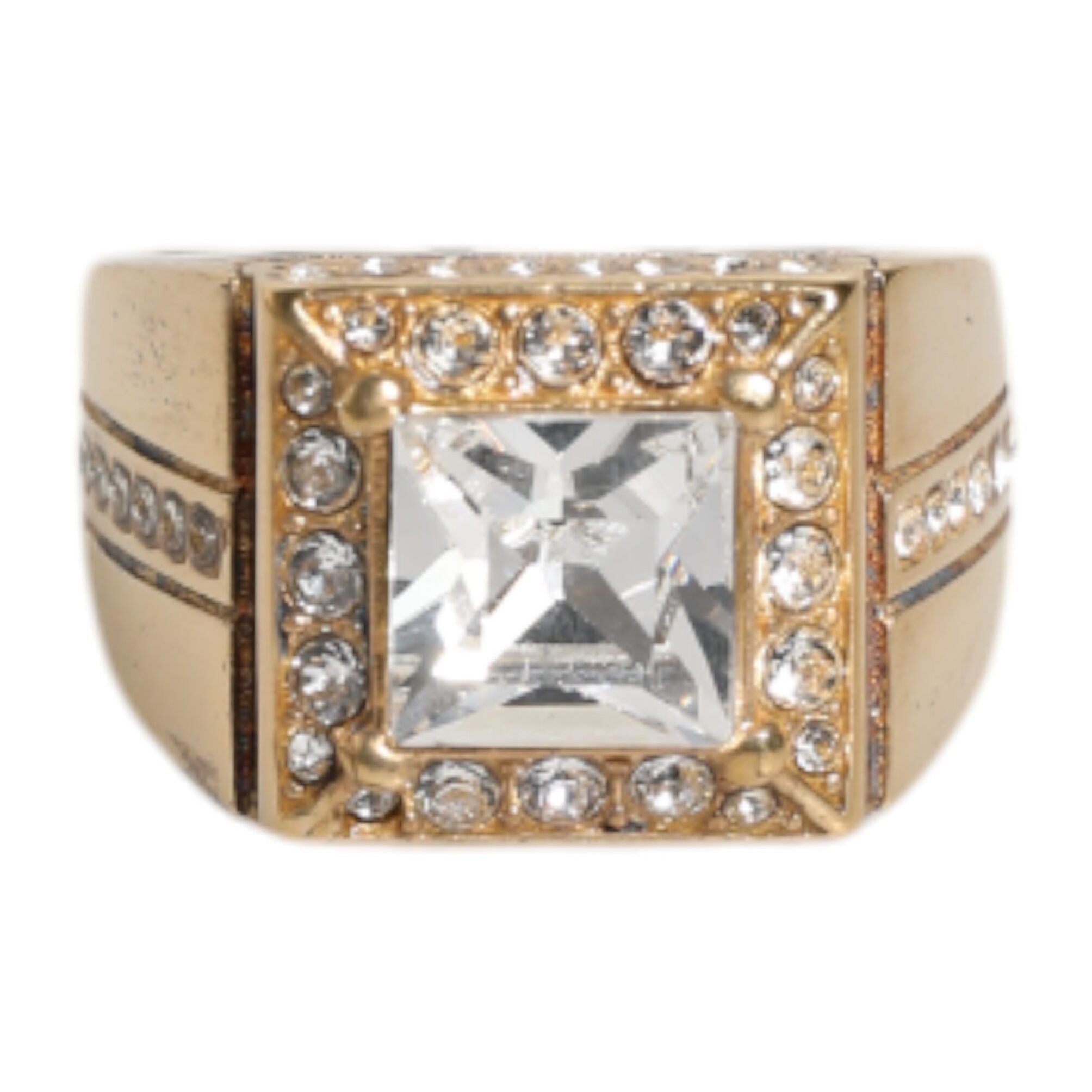 Dolce & Gabbana Gold Tone Sterling Silver 925 Crystals Ring