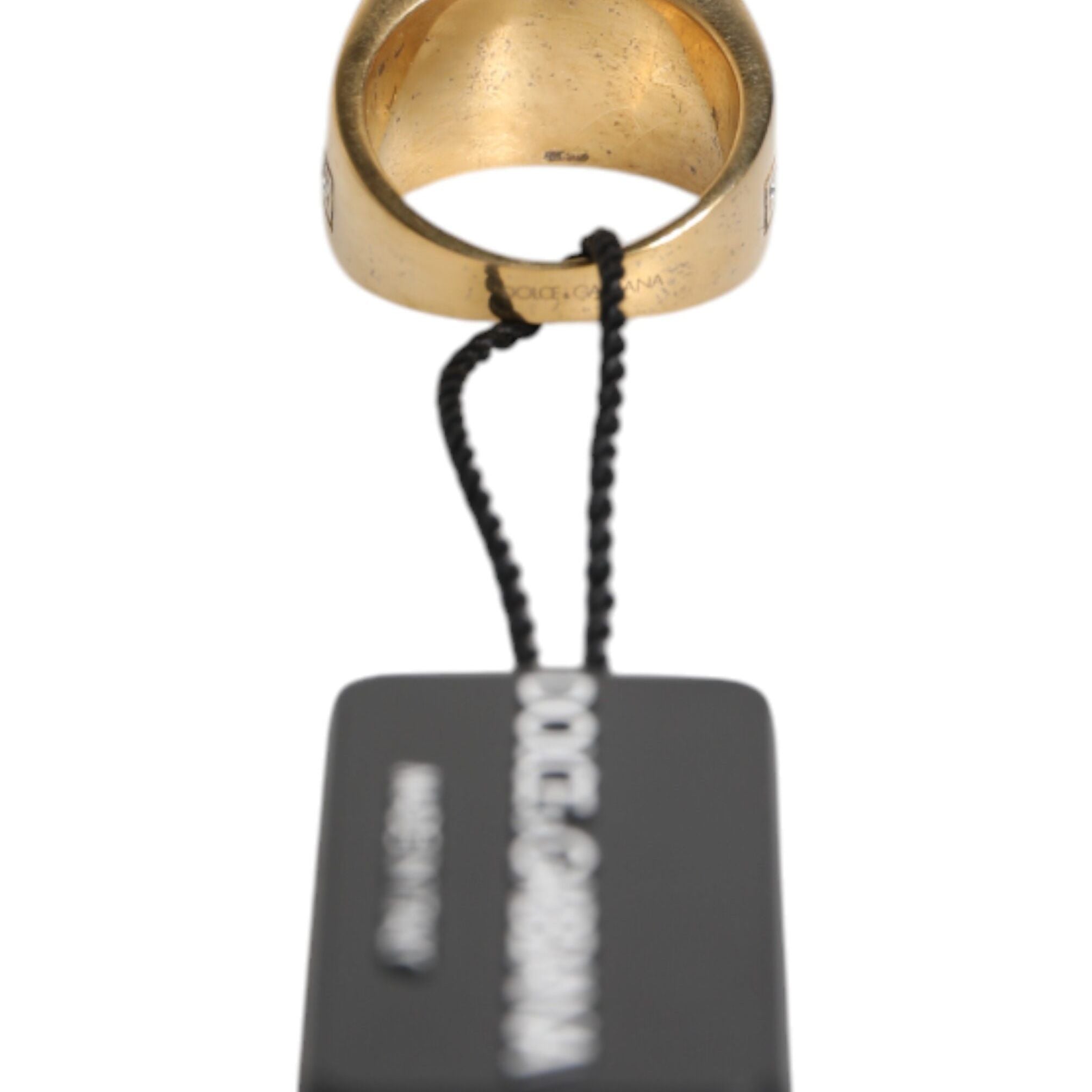 Dolce & Gabbana Gold Tone Sterling Silver 925 Crystals Ring