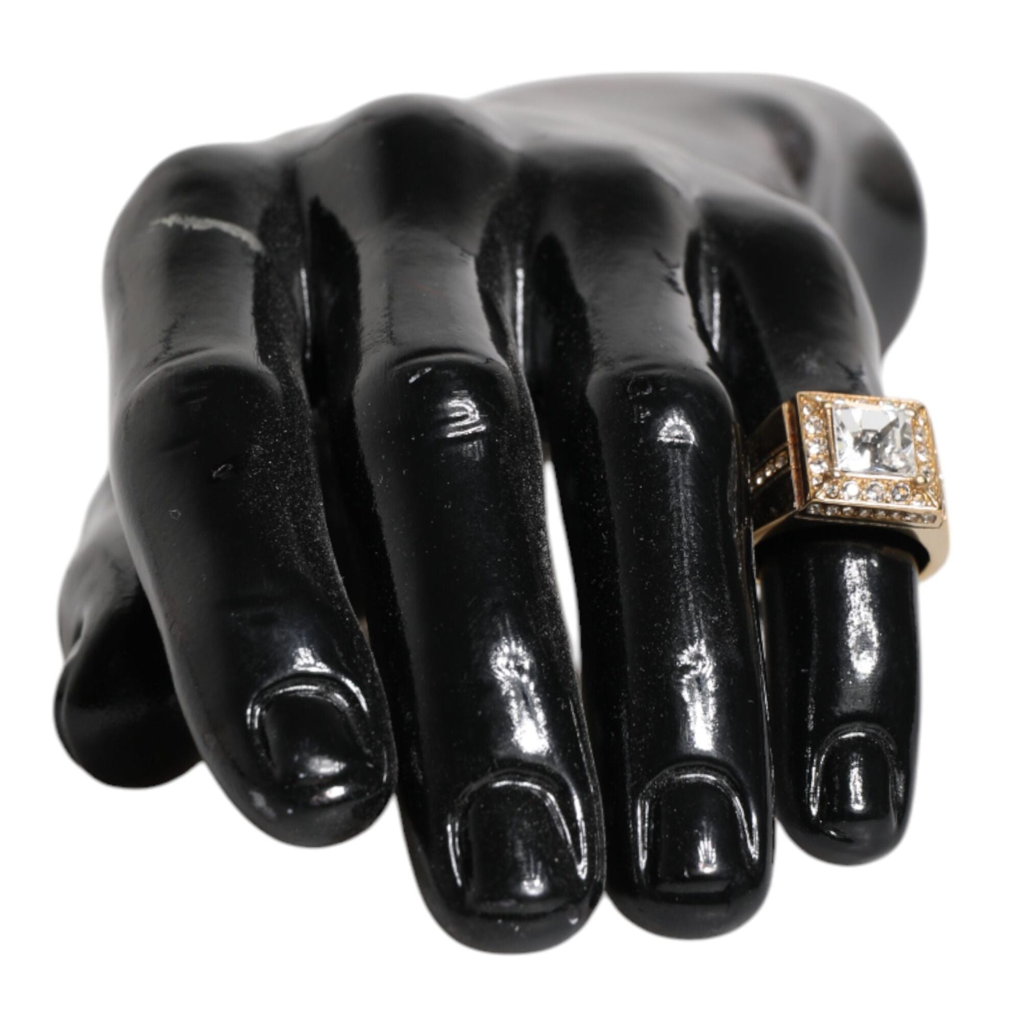 Dolce & Gabbana Gold Tone Sterling Silver 925 Crystals Ring